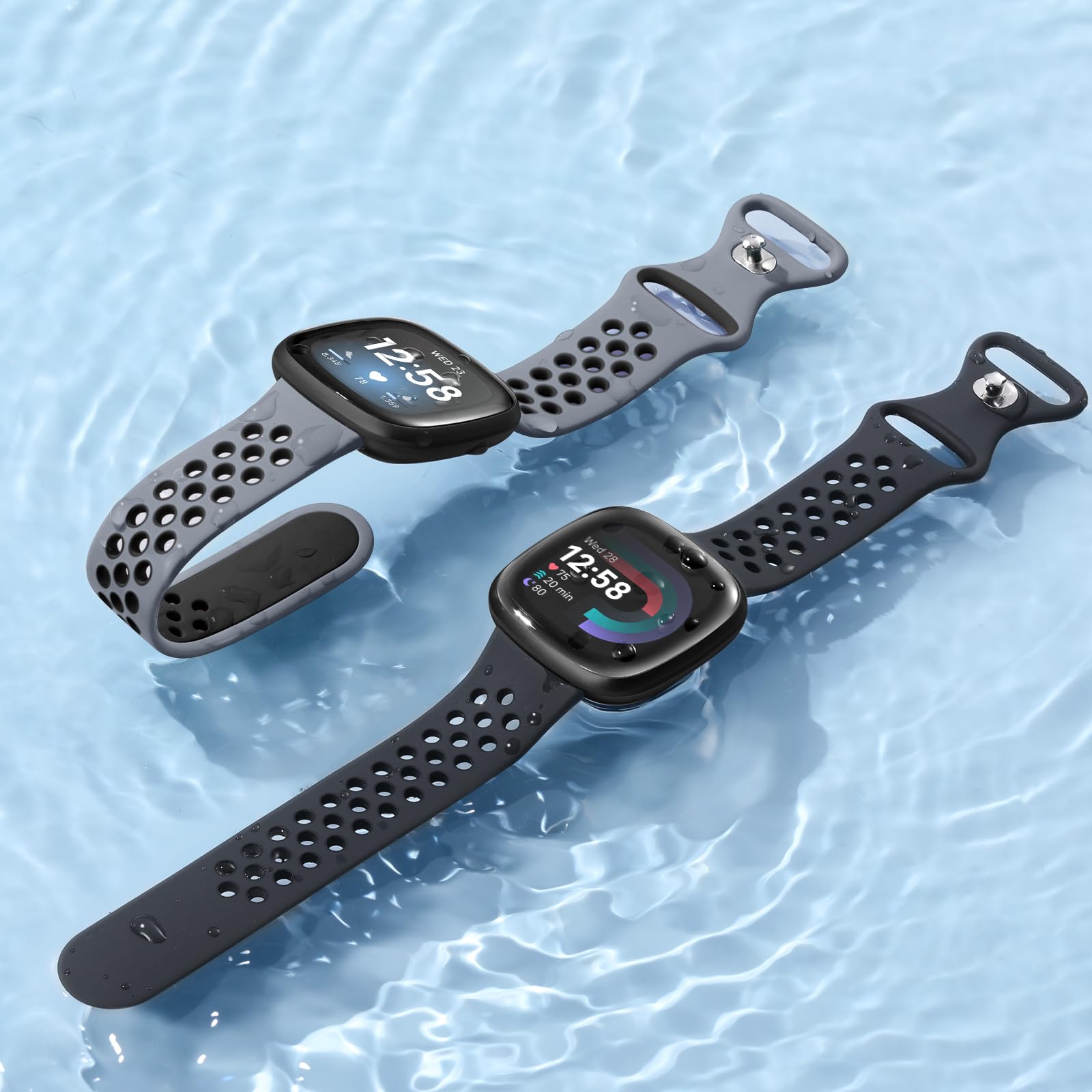 Maledan Bands For Fitbit Sense/Versa 3 Bands Men Women, Sport Solo Loop Strap Wrist Bands Replacement Bracelet For Fitbit Sense