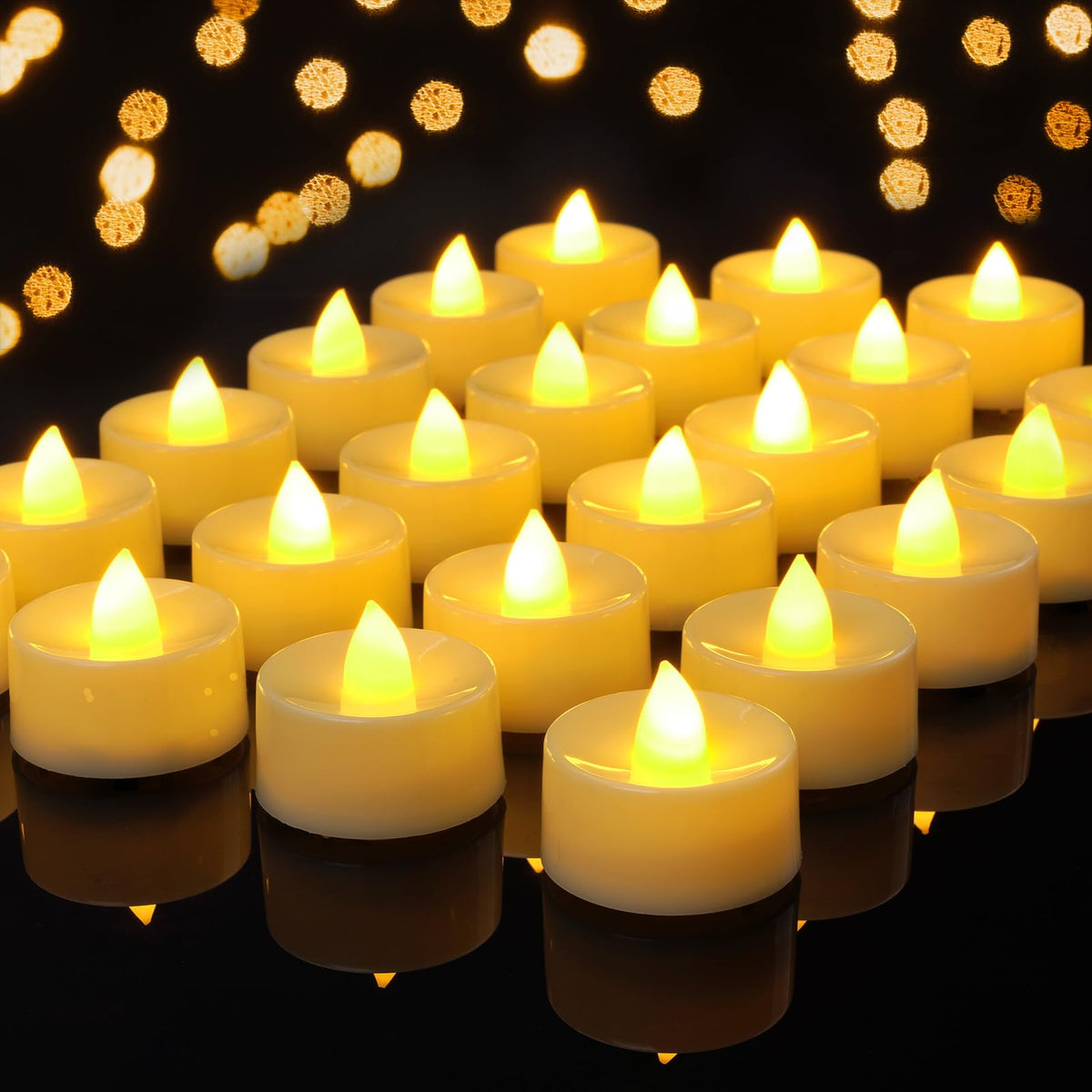 Amagic 100 Pack Battery Operated Tea Lights Candles, Fake Tealights Candles, Flameless Led Tea Lights For Halloween, Wedding, Vo