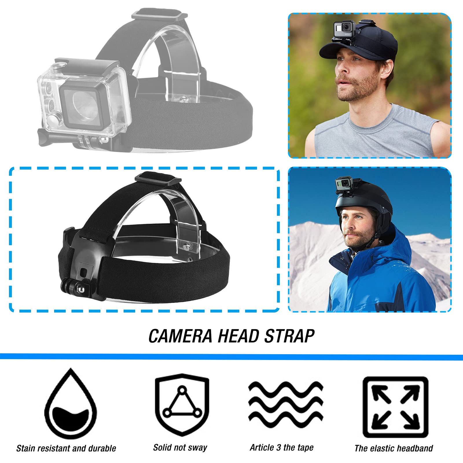 Accessories Kit For Insta360 One X3 X2 X Rs R Go 2, Head Strap Mount + Chest Mount Harness + Backpack Clip Holder + 360Rotating