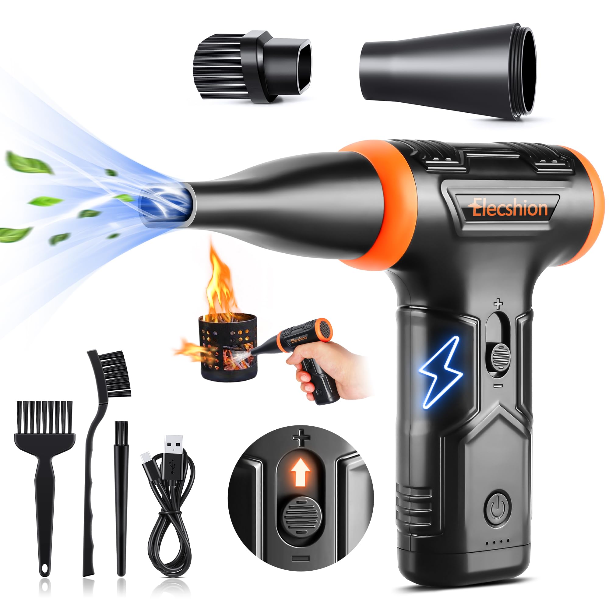 Electric Air Duster- 110000RPM 50m/s Super Power Compressed Air, Variable Speed Canned Air with Fast Charging, Mini Dust Blower 