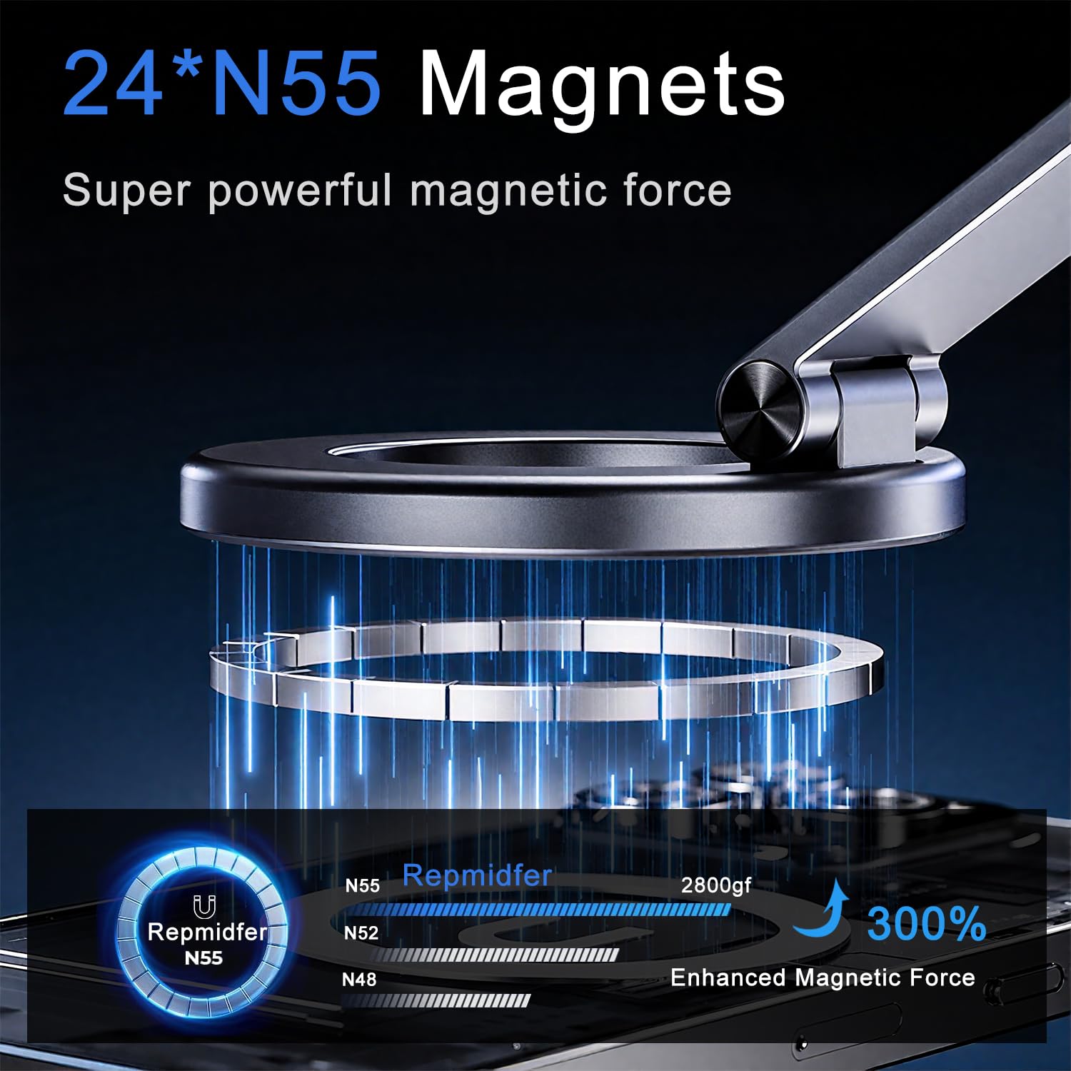 Repmidfer Upgraded 360 Adjustable Nano Gel Vacuum Magnetic Phone Holder For Smooth & Textured Surfaces, Car Phone Holder For Mag