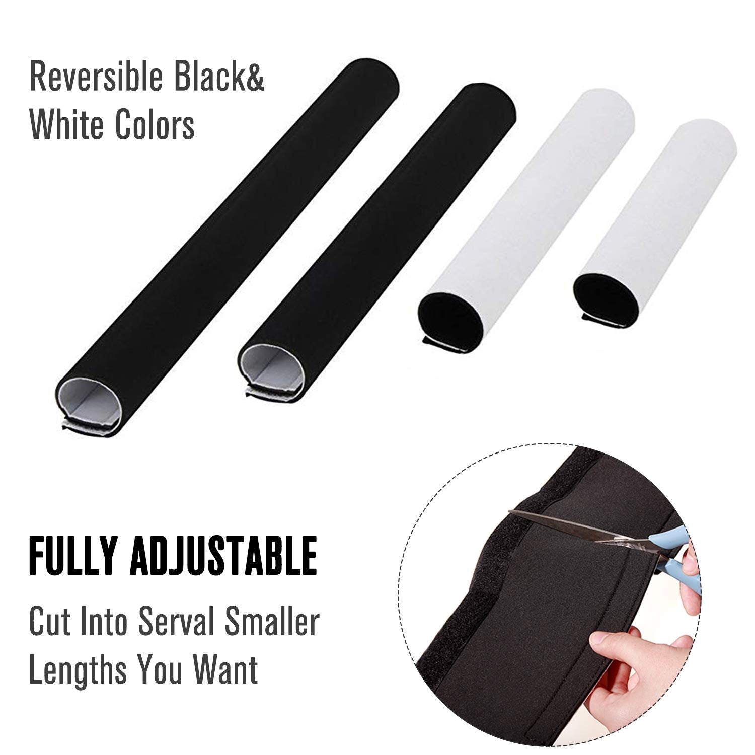 Cable Management Sleeves (12 Pack Straps Included) Neoprene Cord Organizer For Tv Usb Pc Computer Network Wires (120 Inches) Diy