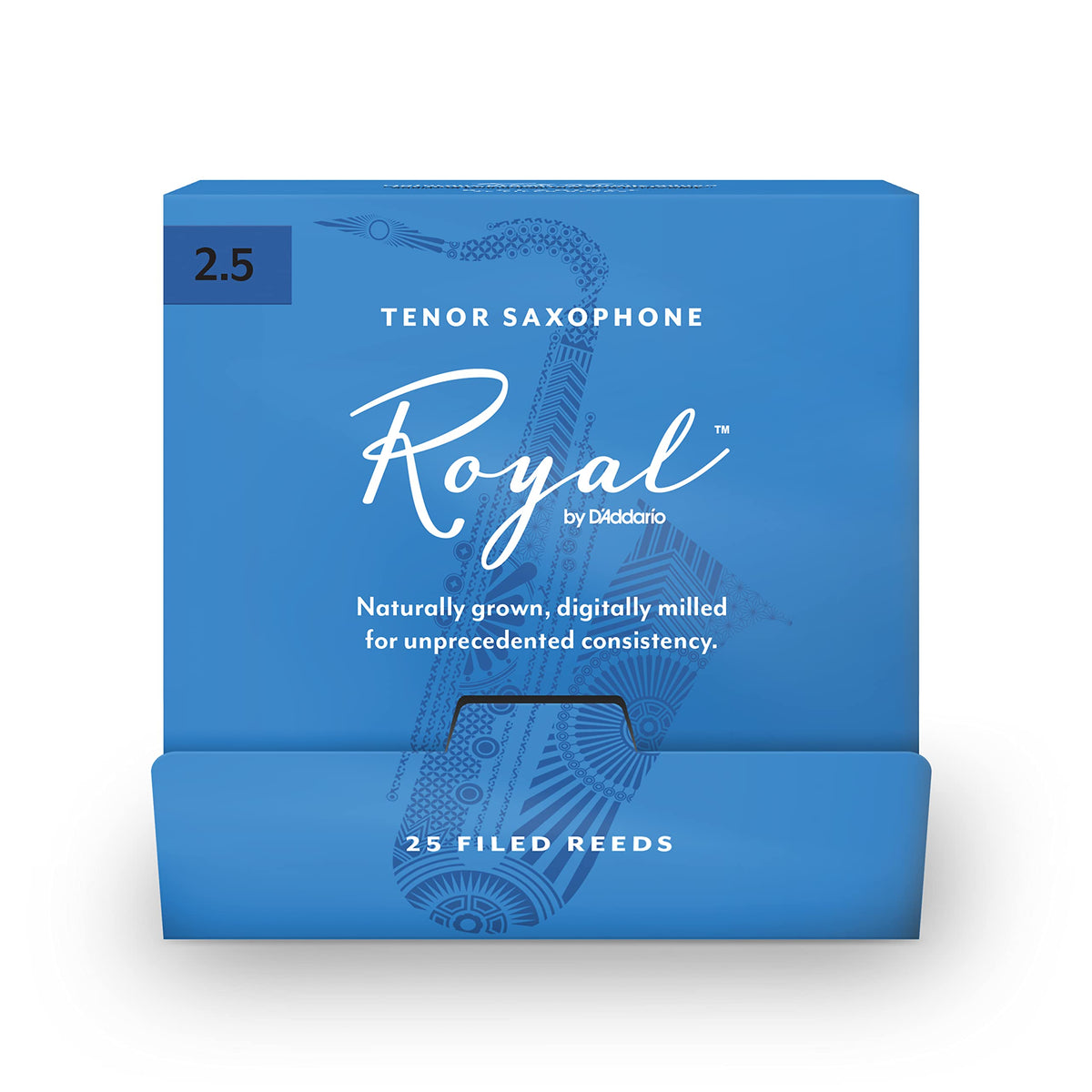 Rico Royal Saxophone Reeds   Tenor Sax Reeds With Strong Spine   Tenor Saxophone Reeds Great For Classical Or Jazz   Strength 25