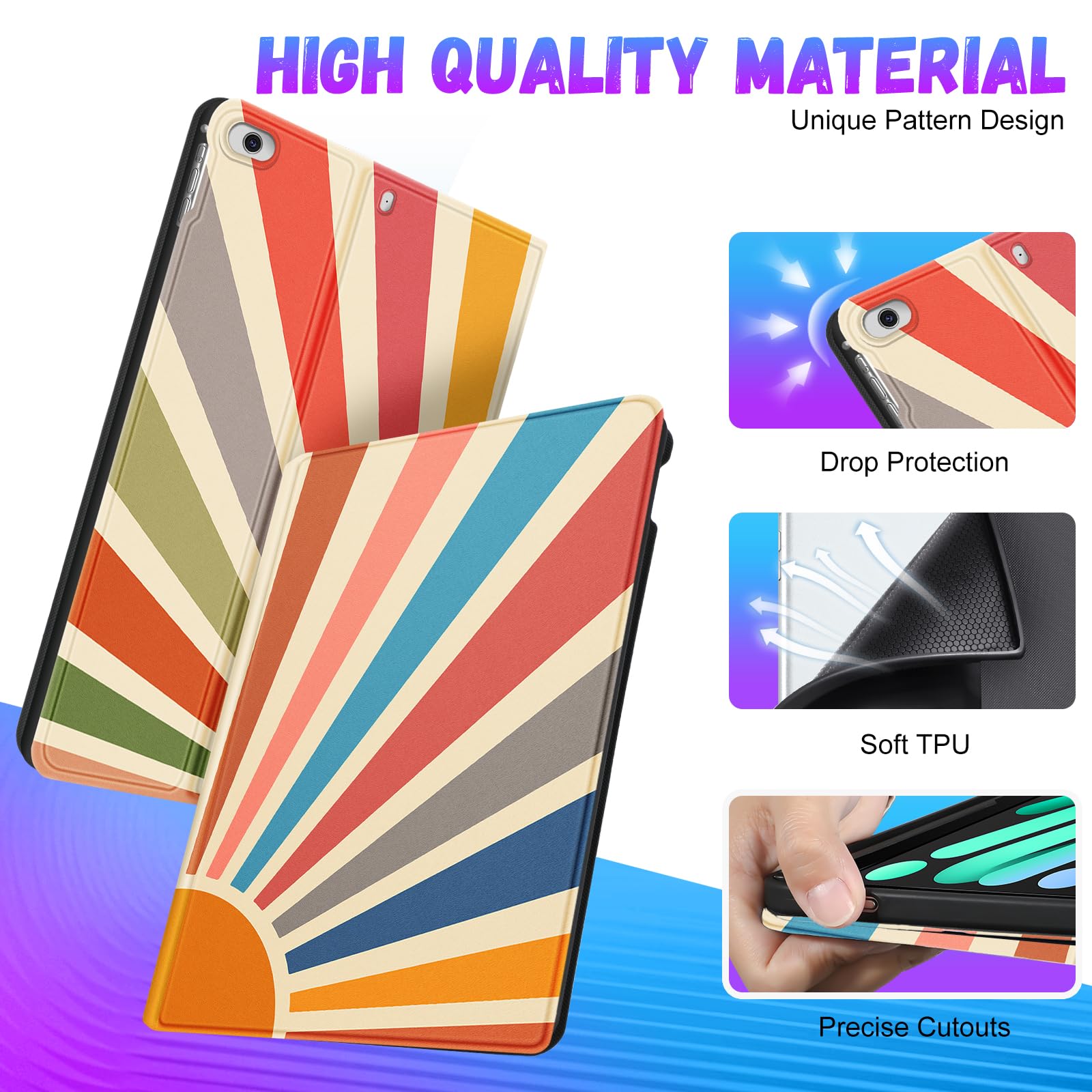 Uppuppy For Apple Ipad Mini 5/4/3/2/1 Case, For Ipad Mini 5Th/4Th/3Rd/2Nd/1St Generation Case Kids Cute Cartoon Folio Women Girl