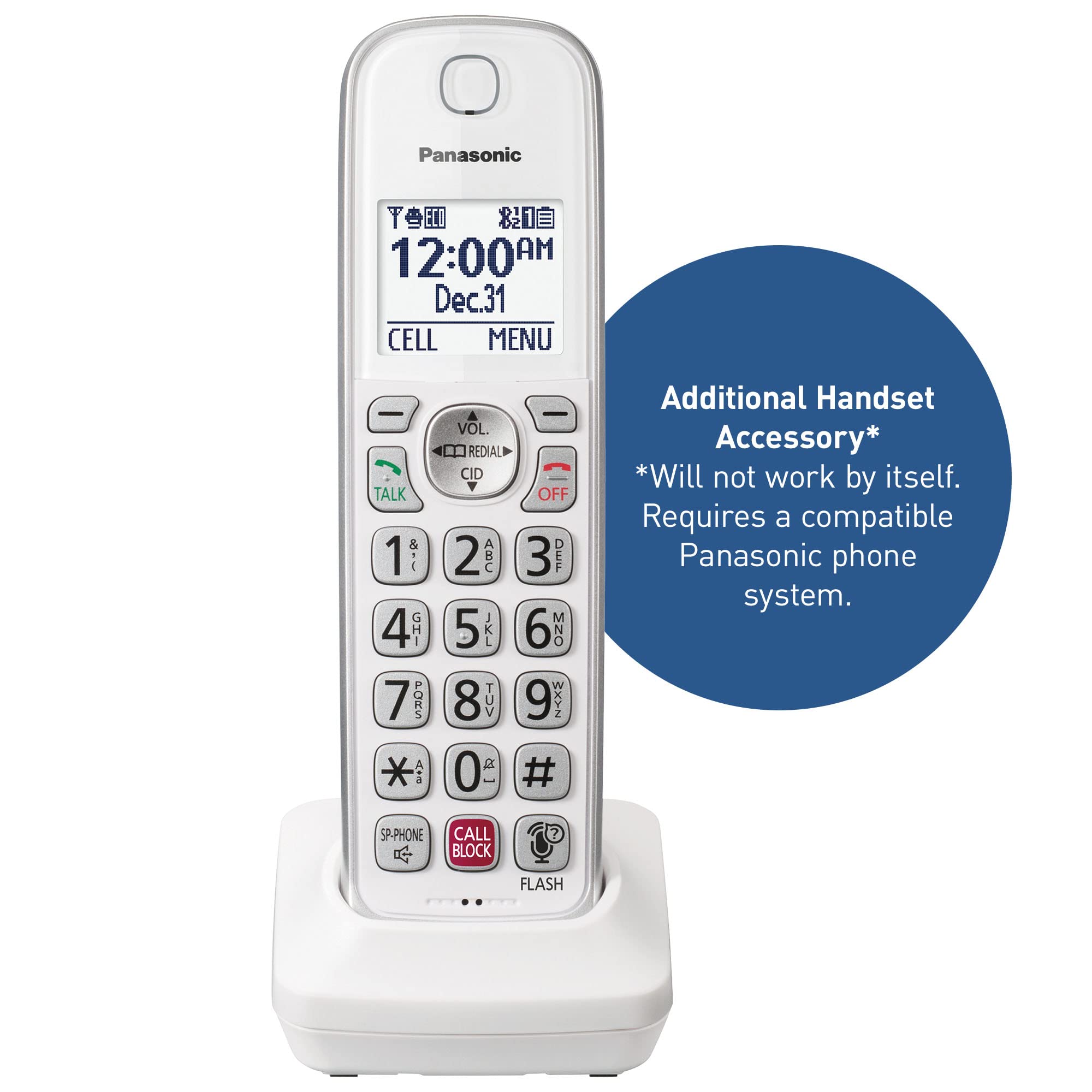 Panasonic Additional Cordless Phone Handset For Use With Kx Tgd86X Series Cordless Phone Systems   Kx Tgda86W (White)