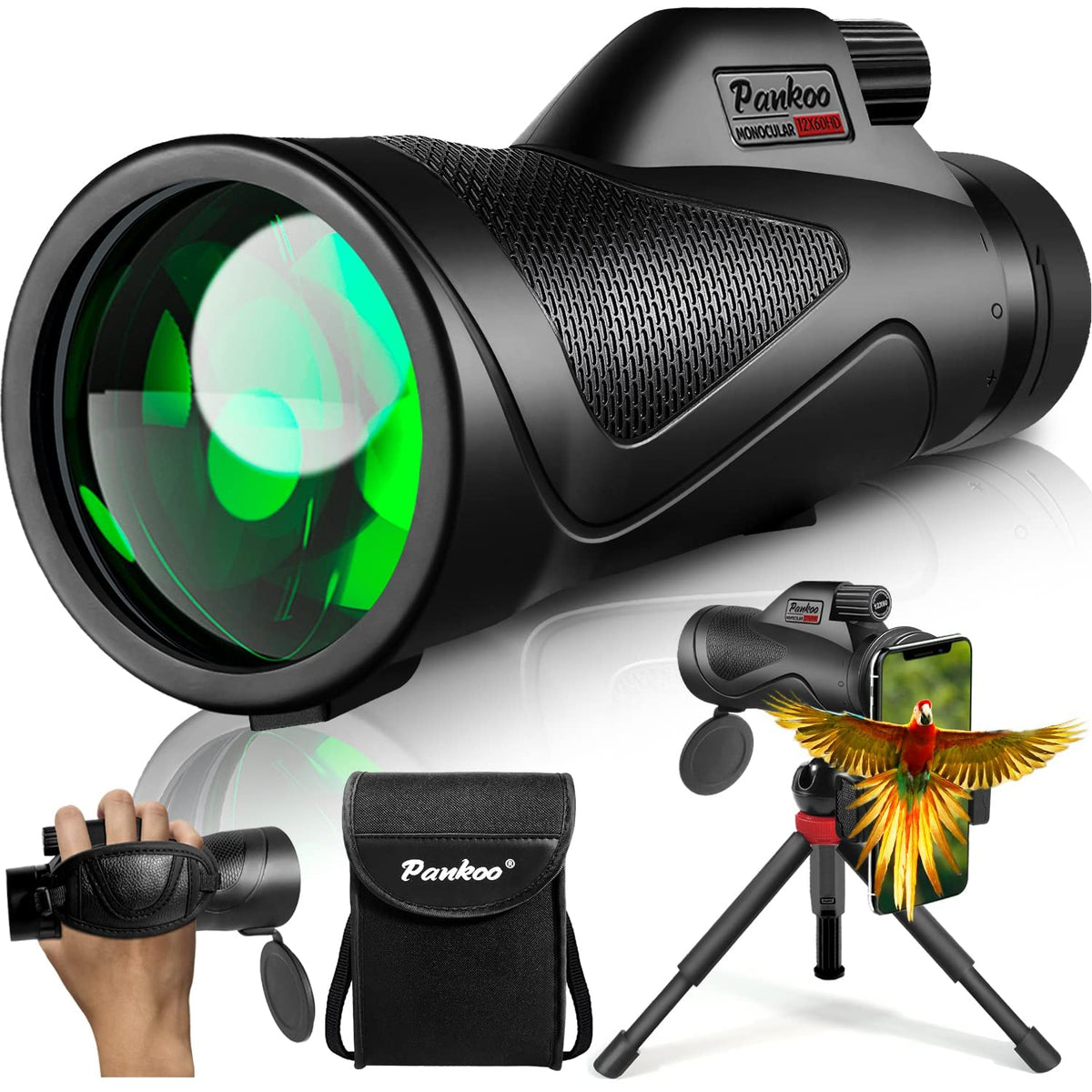 12X60 Monocular Telescope High Powered With Smartphone Adapter Tripod And Portable Bag, Larger Vision Monoculars For Adults With