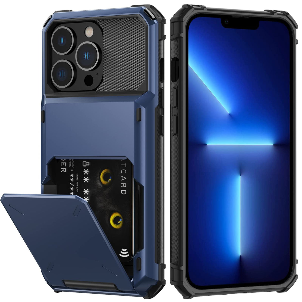 Nvollnoe For Iphone 13 Pro Max Case With Card Holder[Store 5 Cards] Dual Layer Heavy Duty Shockproof Iphone 13 Pro Max Wallet Ca