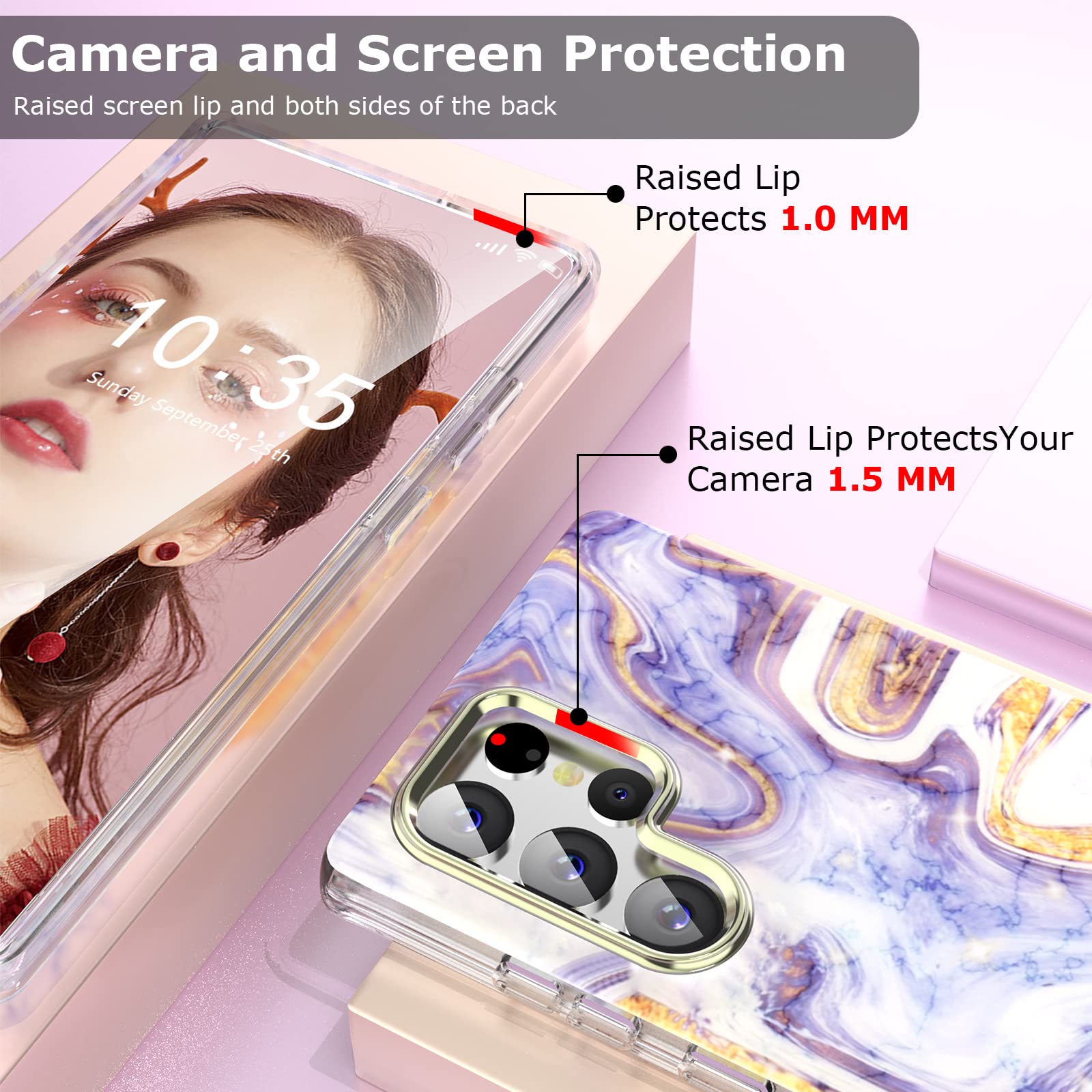 Dakorie For Samsung Galaxy S23 Ultra Case Marble Slim Shockproof Protective Case Shiny Hard Pc Soft Silicone Cover For S23 Ultra