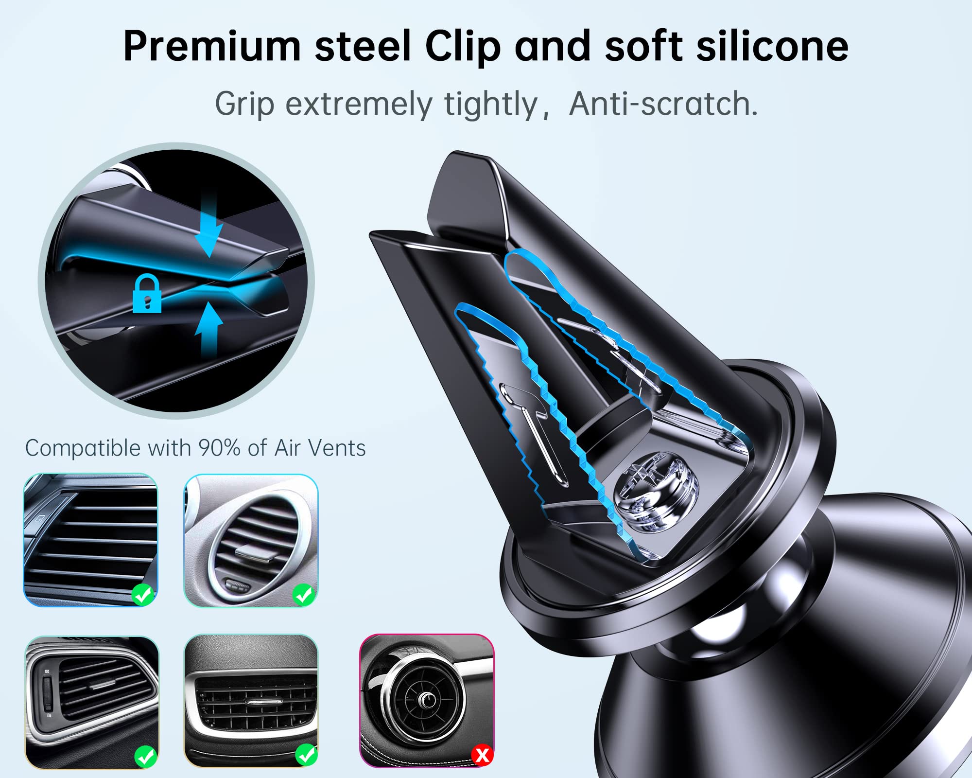 ?2-Pack?Car Vent Magnetic Phone Mount[ Easily Install ] Reusable Magnetic Phone Holder For Car Vent Air[ Strong Magnet ] [ 360 R