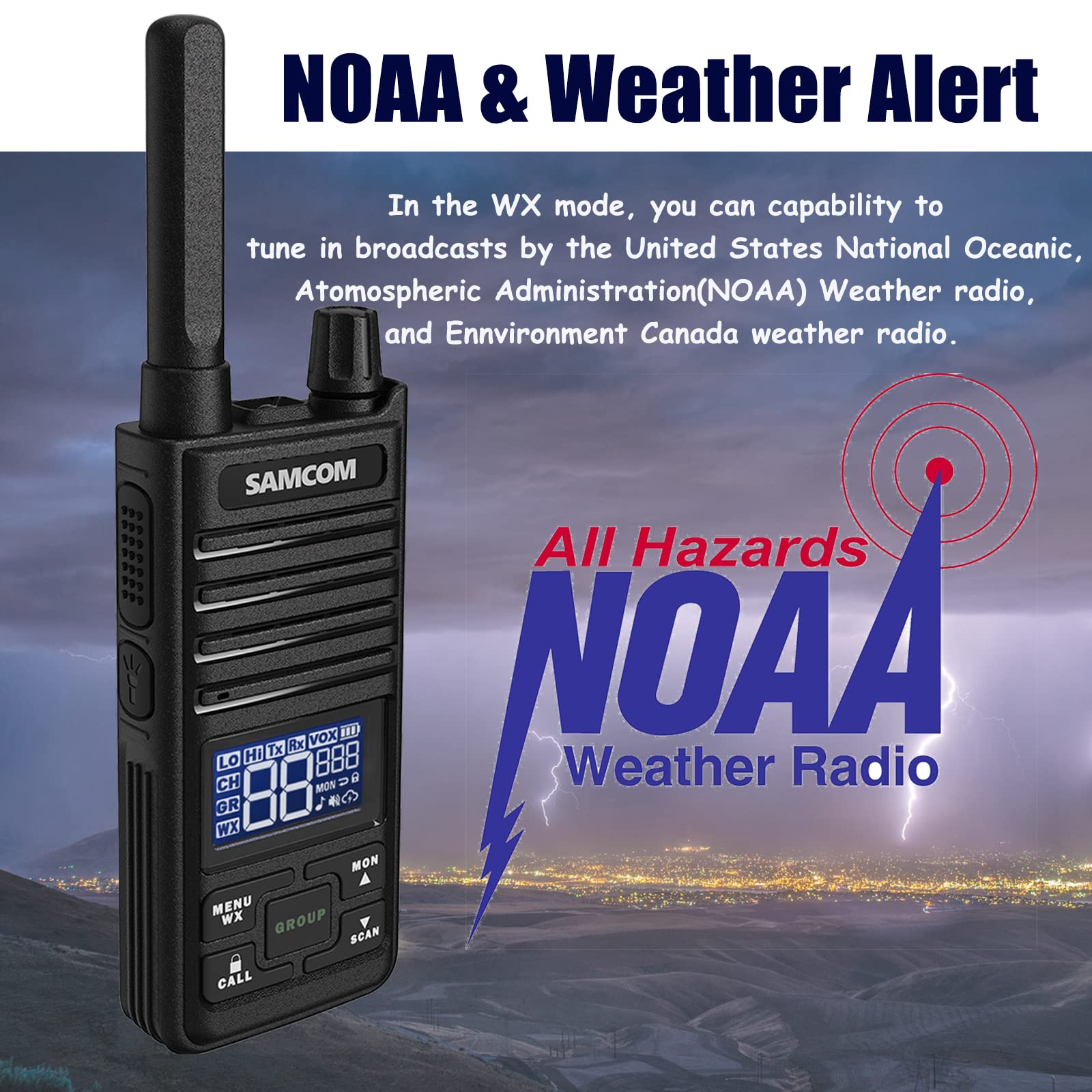 Samcom Gmrs Walkie Talkies 30 Channel Two Way Radio Handheld   2 Watt Gmrs 2 Way Radios With 121 Privacy Codes, Group Call,Weather Alerts For School Church Bussiness (Black, Pair Pack)
