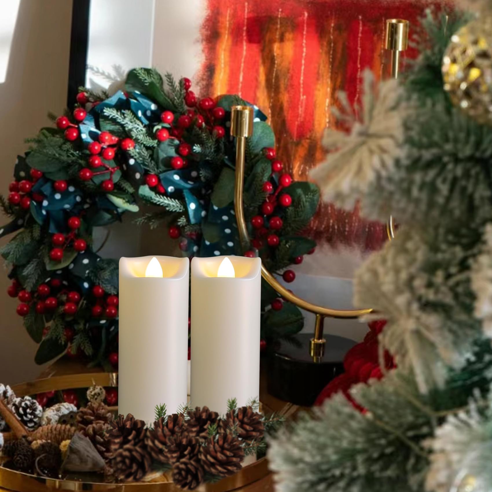 4 Pack Led Battery Operated Candles 2''X5'' Plastic Flickering Flameless Candles With Timer Outdoor Waterproof Wedding Party Hal