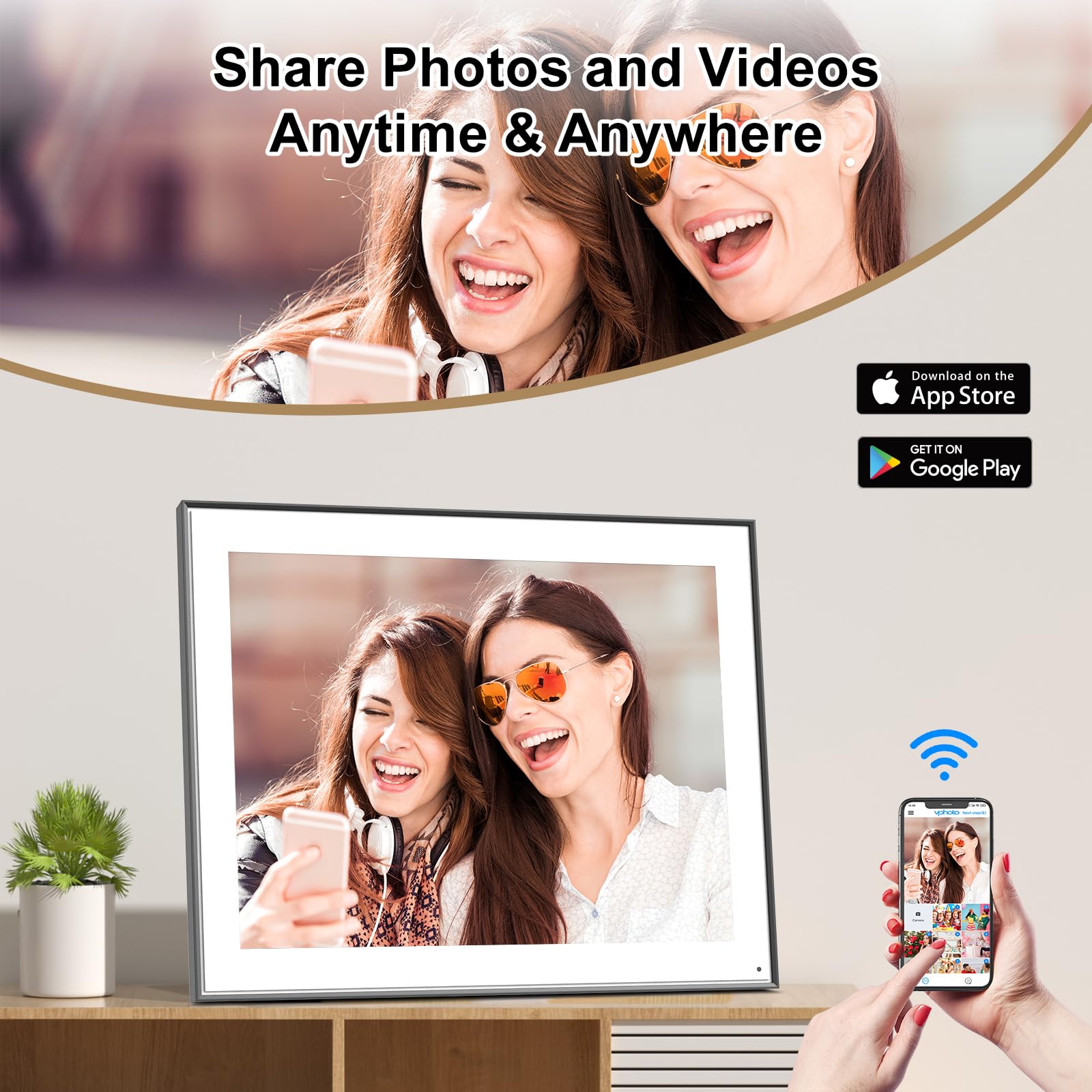 17-Inch Digital Picture Frame Large - 32Gb Digital Photo Frame Wall Mounted, Remote Control, Light Sensor, Full Functions, Share