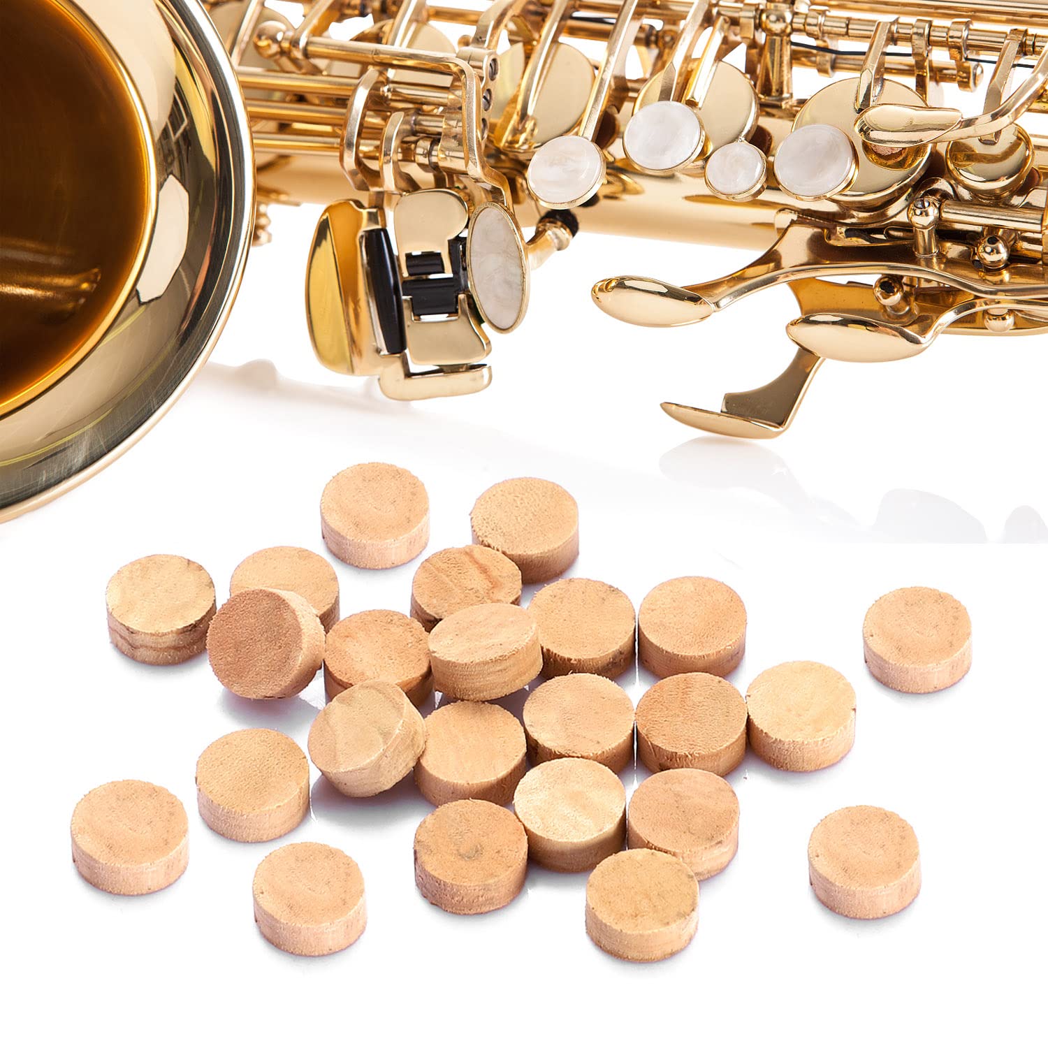 Facmogu 20Pcs Trumpet Spit Valve Cork, 9    4Mm Trombone Water Key Spit Valve Cork Pad With Storage Box, Bach Trumpet Corks Wate