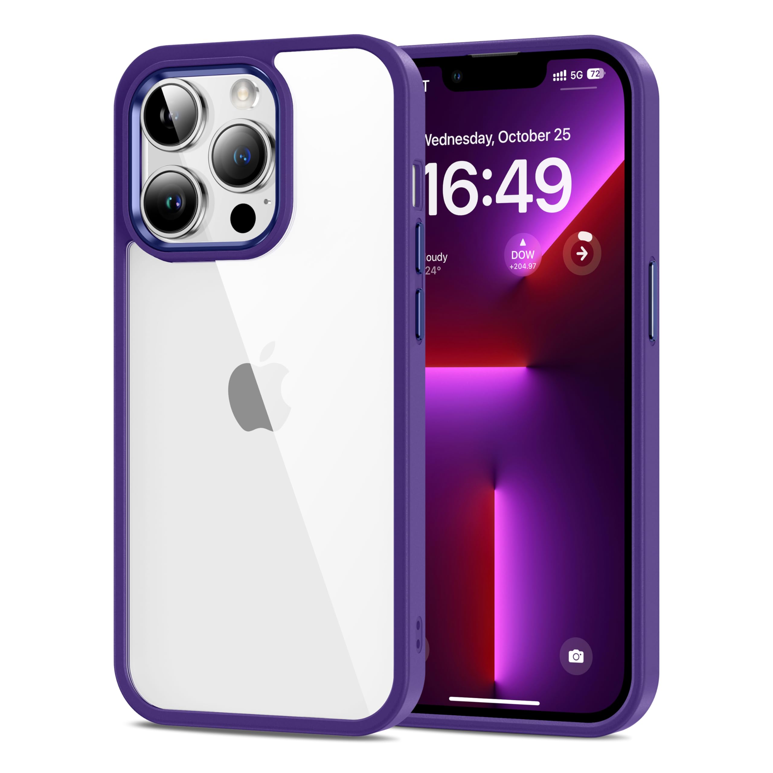HOOMIL Case for iPhone 13 Pro Max 6.7-Inch, Non-Yellowing, Drop Protection, Anti-Scratch Transparent Hard Back Phone Cover - Dar