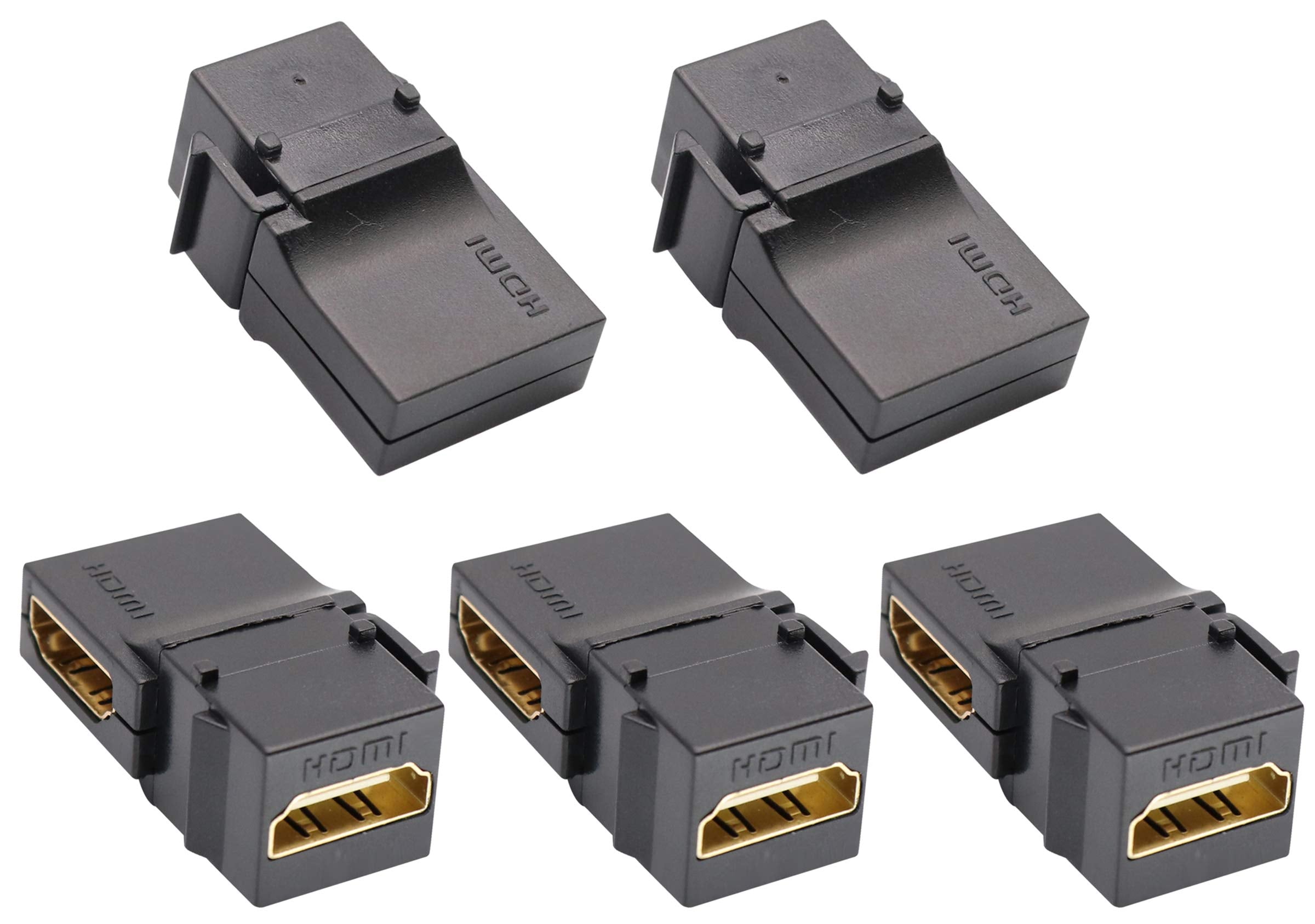 Aaotokk 90 Degree Hdmi Keystone Coupler, Gold Plated Right Angle Hdmi Keystone Jack Insert Female To Female 3D 4K Coupler Adapte
