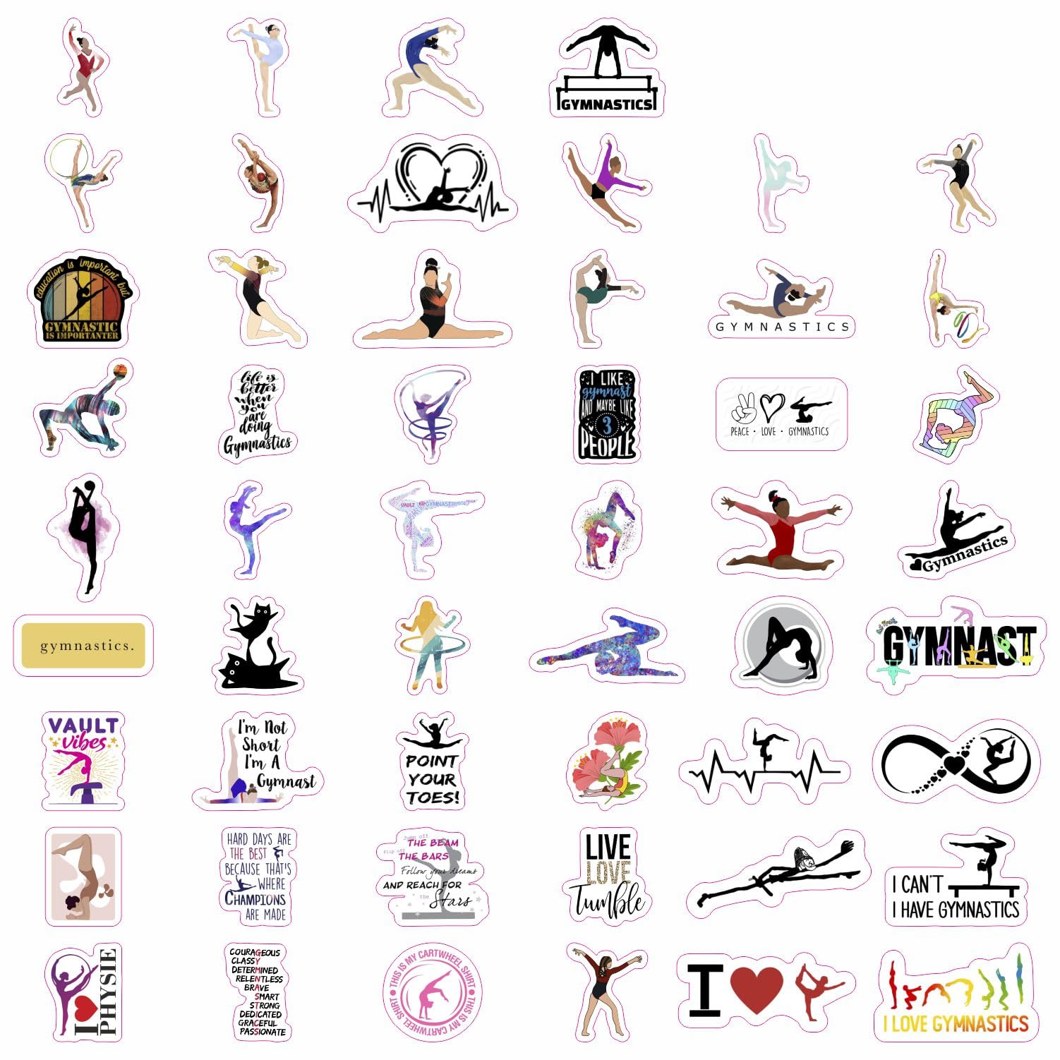 100Pcs Gymnastics Stickers, Water Bottles   Gymnastics Party Favors, Gymnastics Birthday Party Decorations, Gymnastics Gifts, Gy
