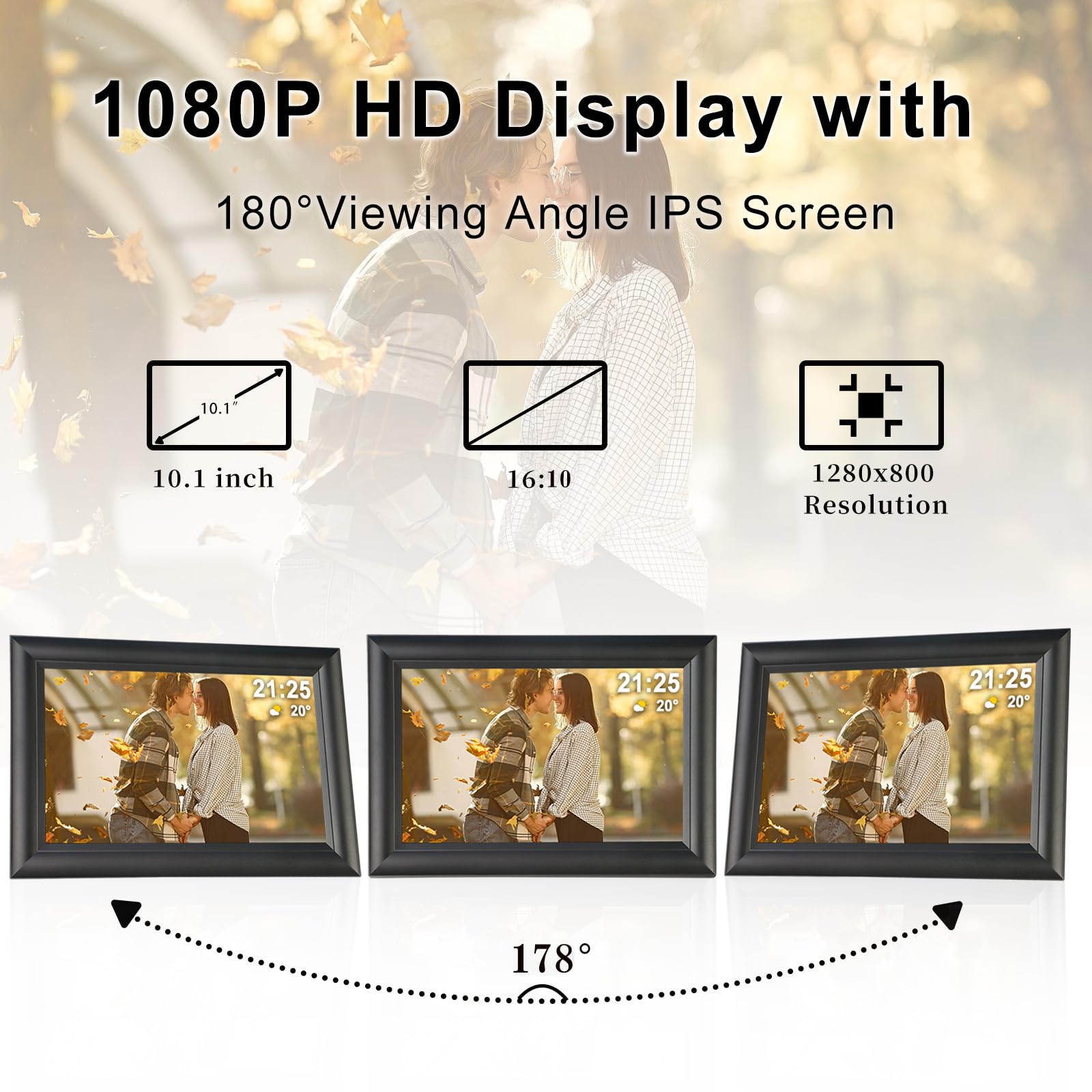 Yamemo 32Gb Frameo Digital Frame Wifi Digital Picture Frames Load From Phone,Frameo 10.1 Inch Smart Wifi Digital Photo Frame,128