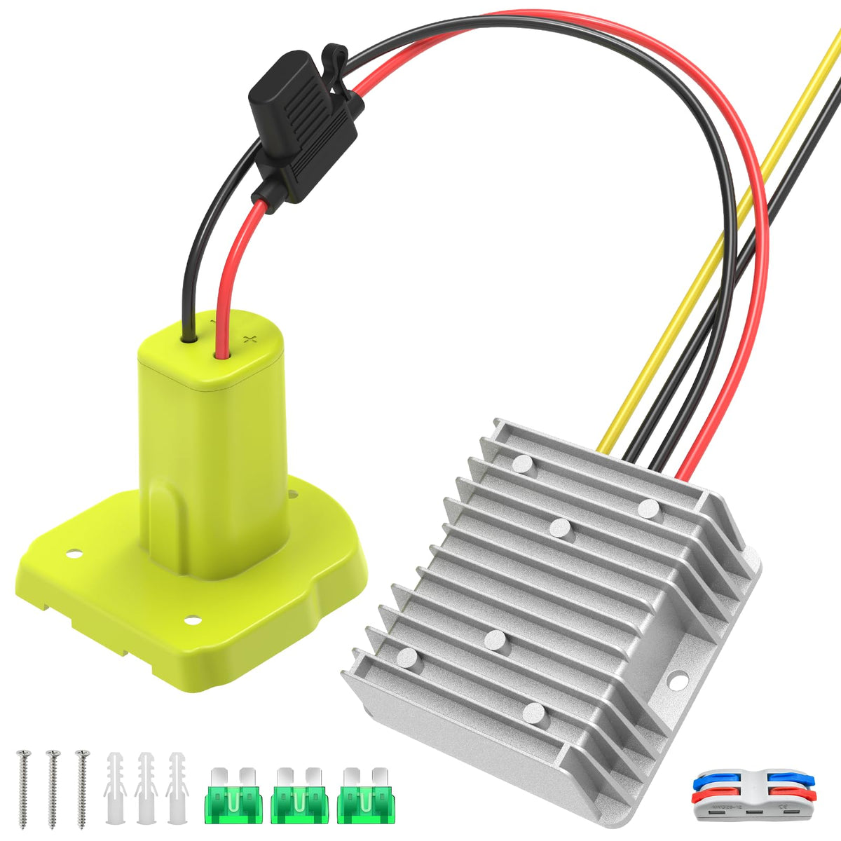 Kzreect 18V To 12V Step Down Converter Compatible With Ryobi 18V Battery, 240W 12V/20A Dc Buck Converter For Power Wheel Battery