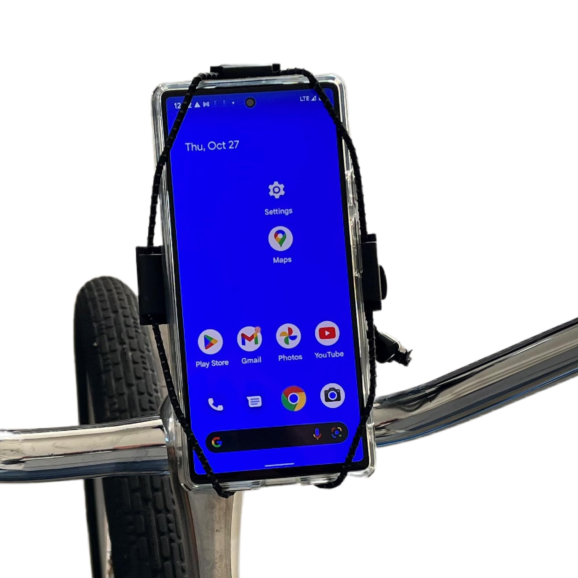 Bikase Elastokase Universal Bike Phone Mount, Flexible Rubber Handlebar Holder For Smartphones, Secure Shock Cord Grip, Fits Iph
