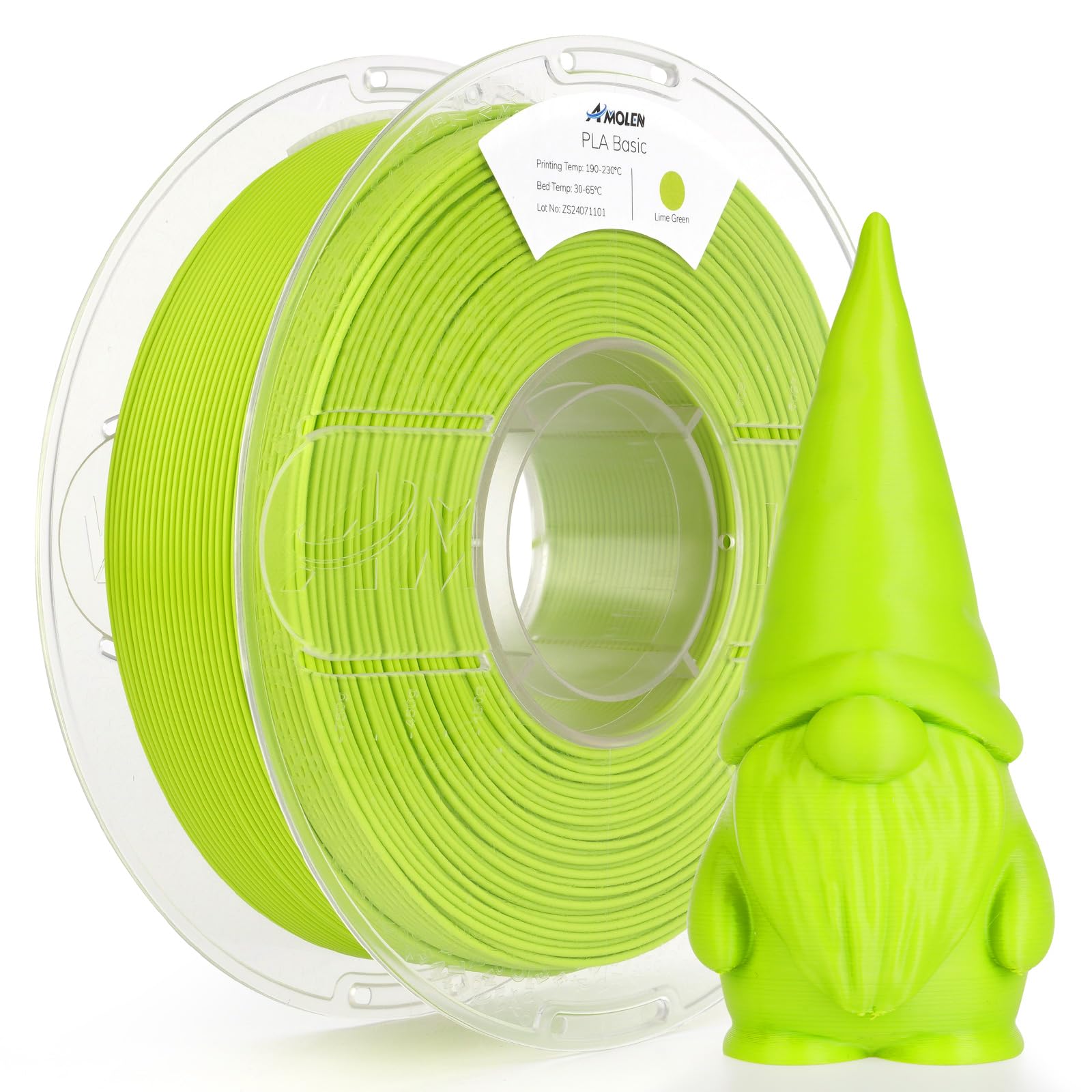 AMOLEN 3D Printer Filament PLA, True High Speed 600mm/s 1.75mm PLA Filament Lime Green PLA, 1KG/2.2lb, Dimensional Accuracy +/- 