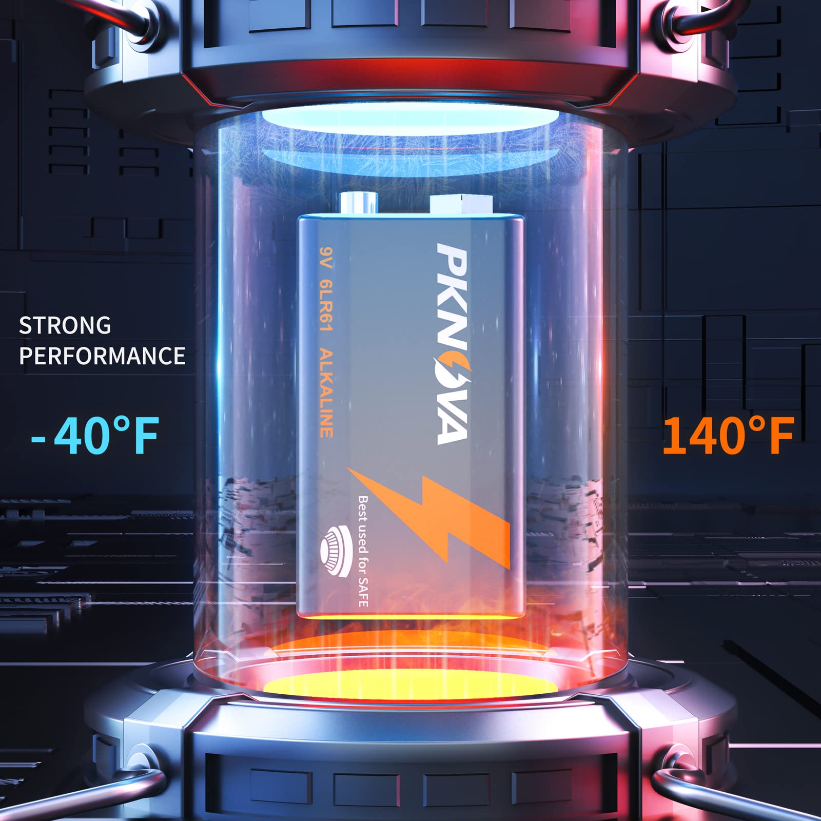 Pknova 9V Batteries Alkaline 9 Volt Square Battery For Smoke Detector, Long Lasting, 18 Count Pack