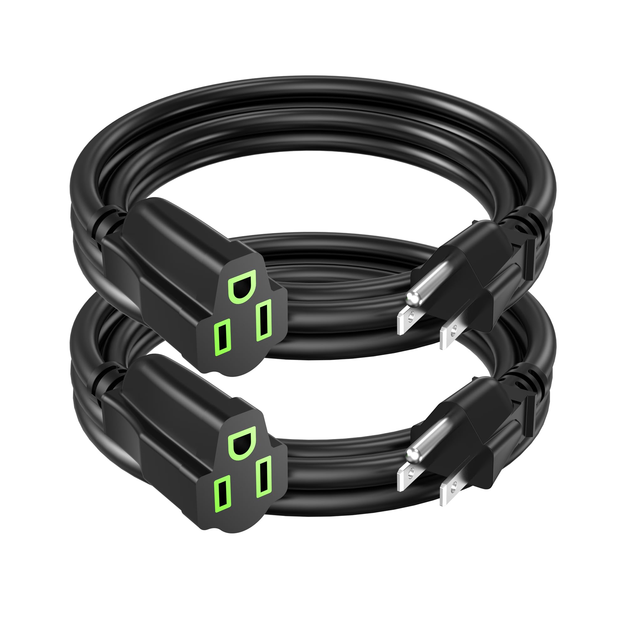 Power Extension Cord 3Ft/36Inch(2 Pack), Short 3 Prong Electric Extension Cable Outlet Saver, Single Outlet, Heavy Duty, Waterpr