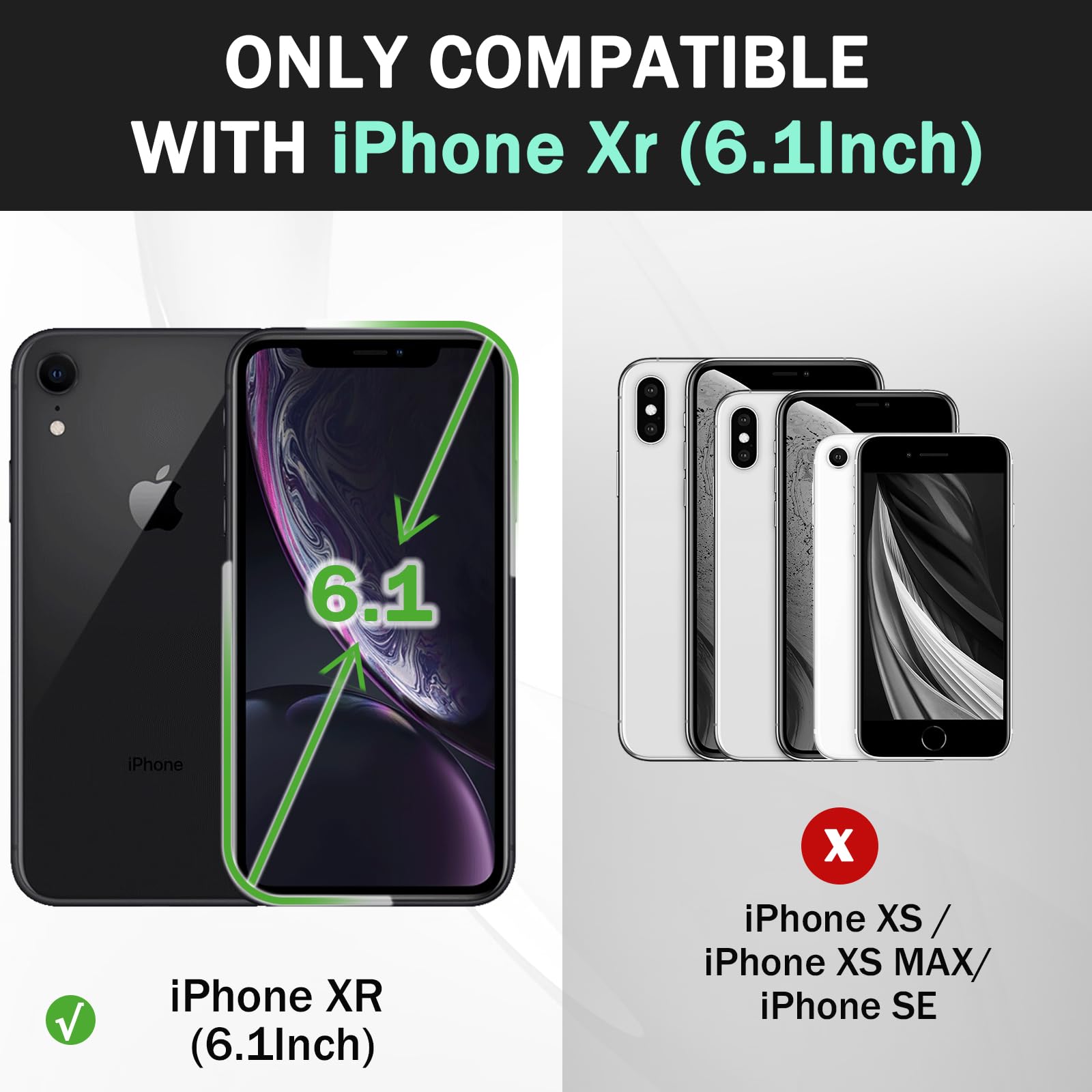 Joysidea Iphone Xr Wallet Case, Pu Leather Magnetic Flip Folio Phone Case With Credit Card Holder, Stand & Shockproof Cover For