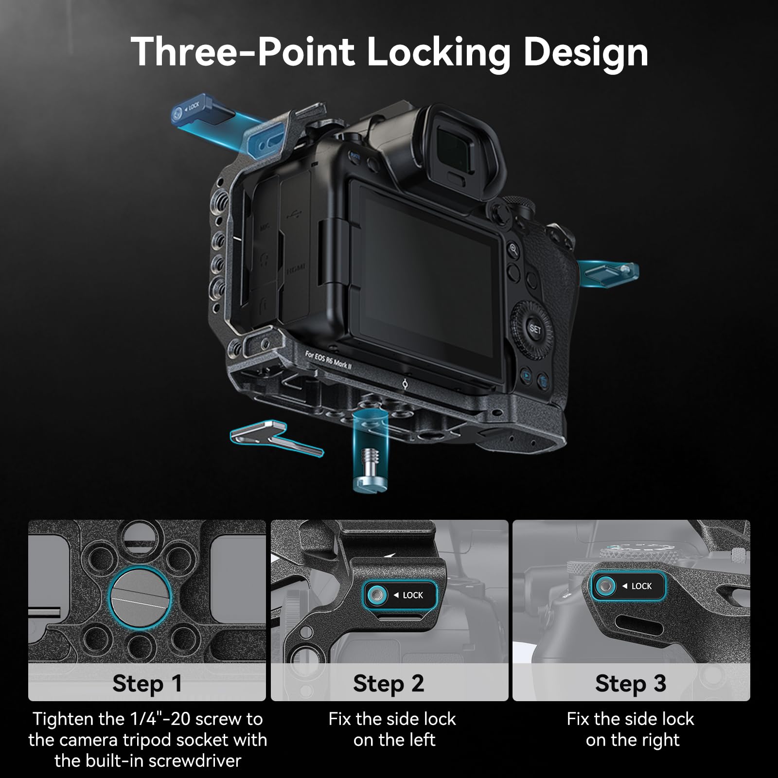 Smallrigblack Mamba   Camera Cage For Canon Eos R6 Mark Ii, Built-In Quick Release Plate For Arca-Type, Film Movie Making Camera