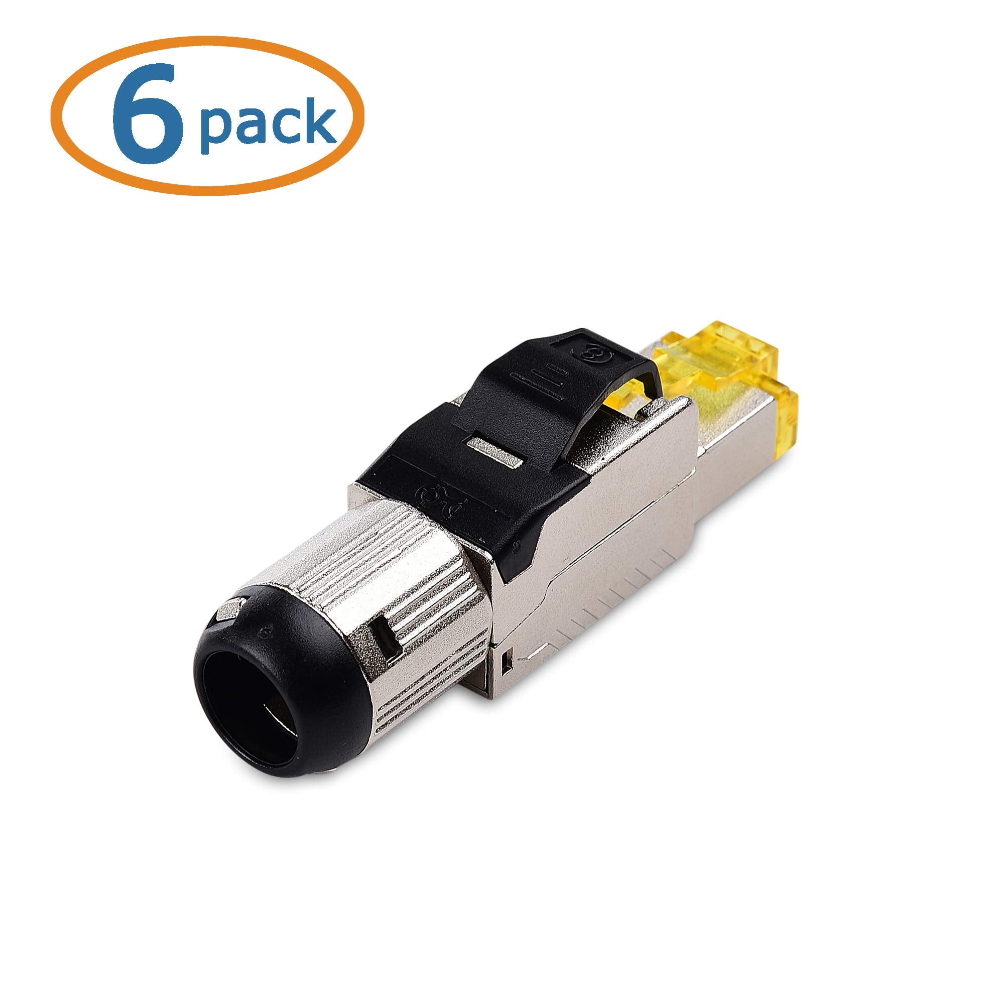 Cable Matters 6 Pack Tool Free Shielded RJ45 Cat 8, Cat8 Field Termination Plug, Cat8 Connector, Cat8 Plug