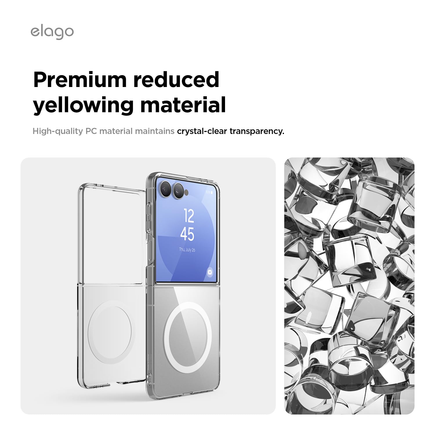 Elago Magnetic Clear Case Compatible With Samsung Galaxy Z Flip 7 Case - Compatible With Magsafe Charger, Strong Magnetic Power,