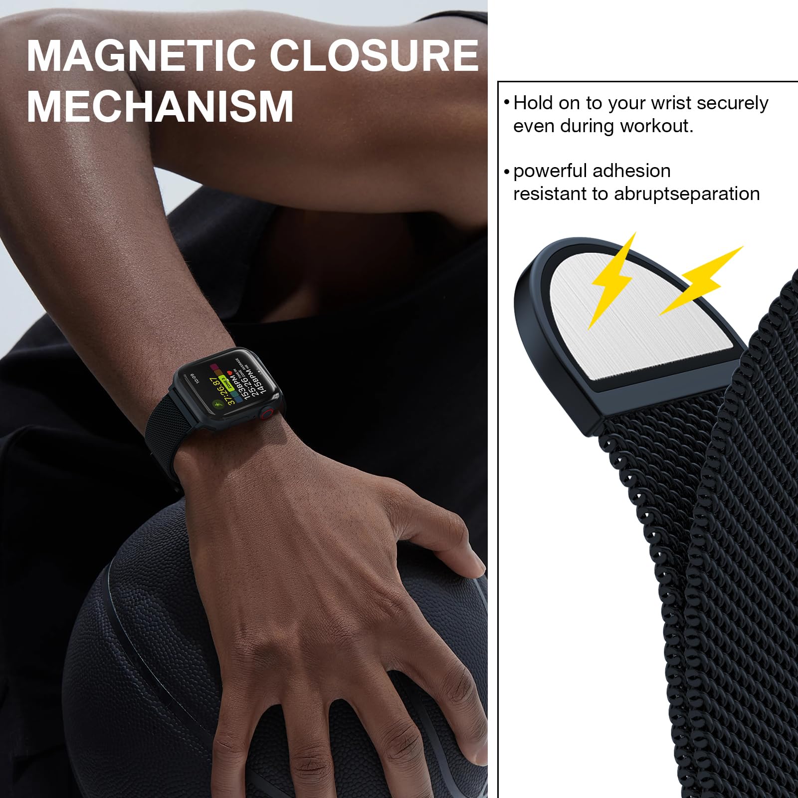 Stainless Steel Milanese Loop Compatible With Apple Watch Band 42Mm 44Mm 45Mm 49Mm 38Mm 40Mm 41Mm Men And Women, Mesh Loop Magne