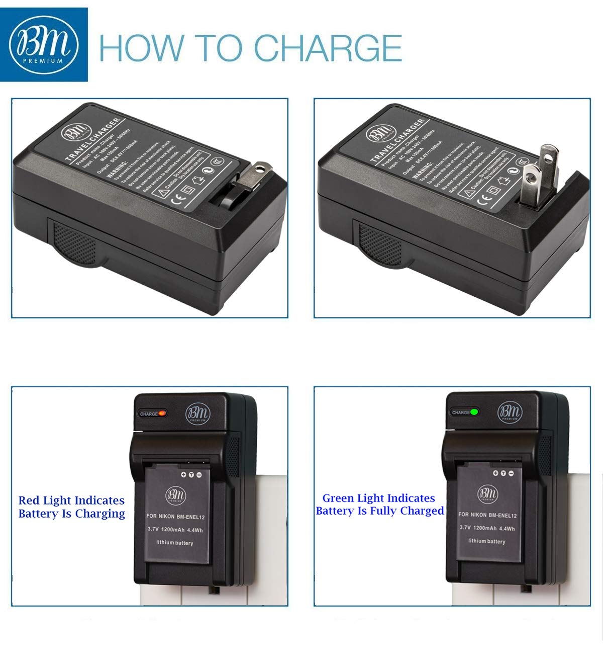 BM Premium EN EL12 Battery and Charger for Nikon Coolpix A1000 B600 W300 A900 AW100 AW110 AW120 AW130 S6300 S8100 S8200 S9050 S9200 S9300 S9400 S9500 S9700 S9900 P310 P330 P340 KeyMission 170, 360