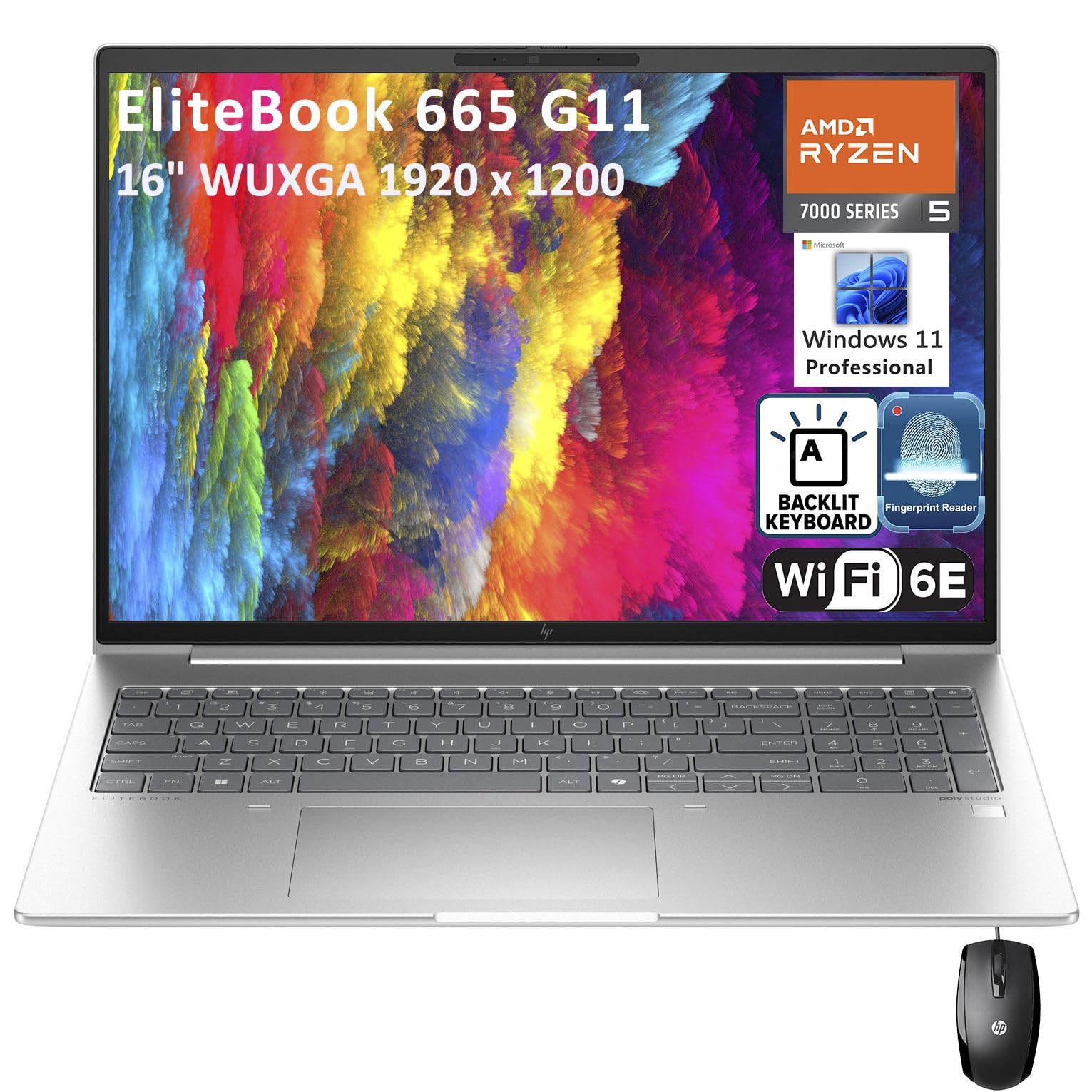 Hp Elitebook 665 G11 Business Laptop, 16'' Fhd+ Computer, Amd Hexa-Core Ryzen 5 7535U (Beat I5-1335U), 64Gb Ddr5 Ram, 2Tb Pcie S