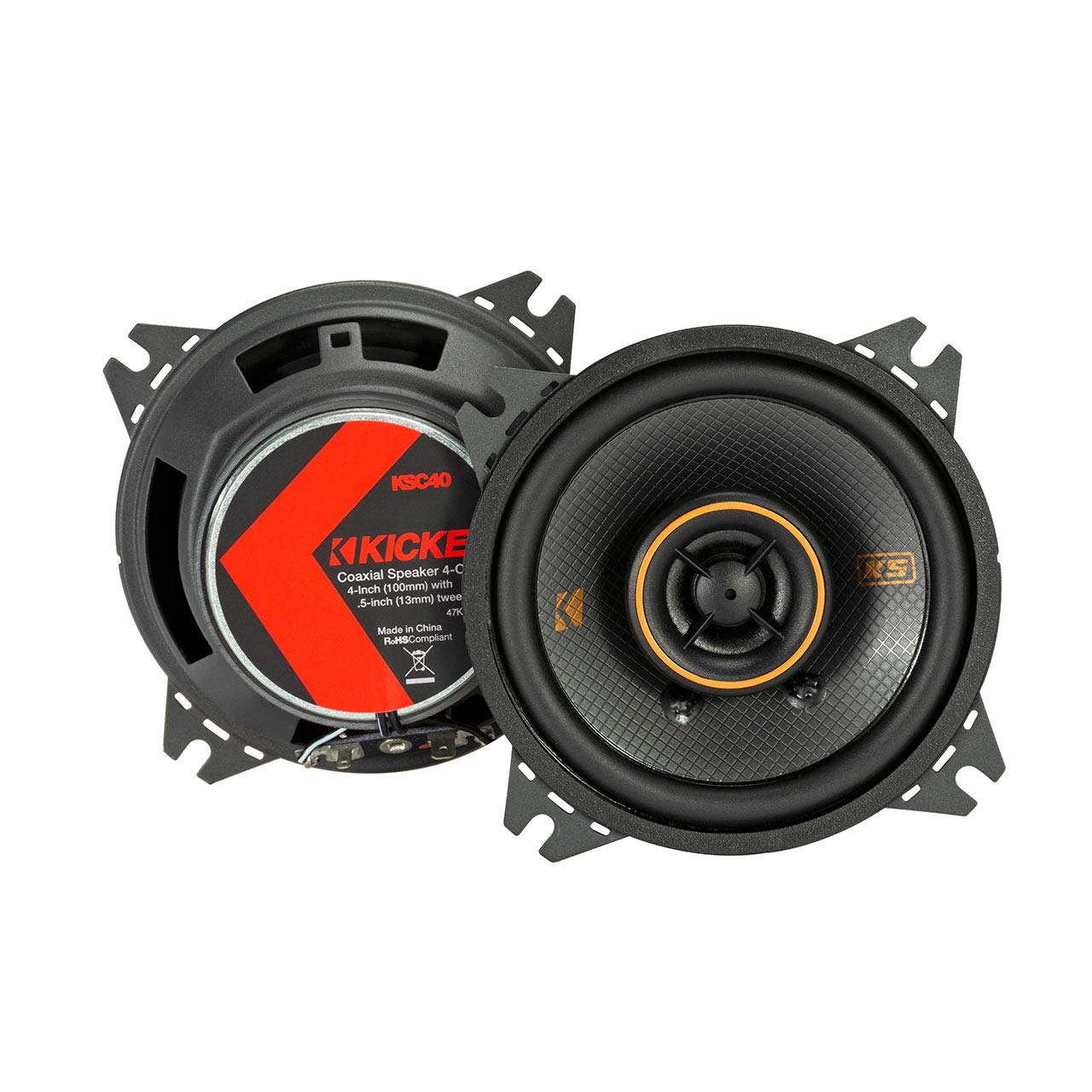 Kicker 47Ksc404 Ks Series 4'' Coaxial Speakers With .5'' Tweeters, 4Ohm