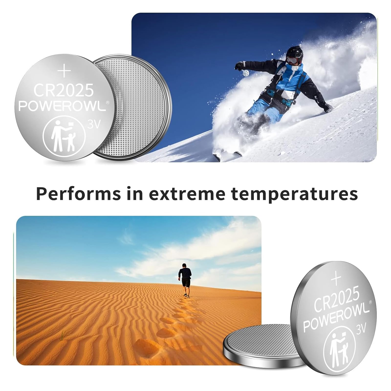 Powerowl High Capacity Cr2025 Battery (15 Pack) 2025 3V Lithium Batteries, 10 Years Leak Free