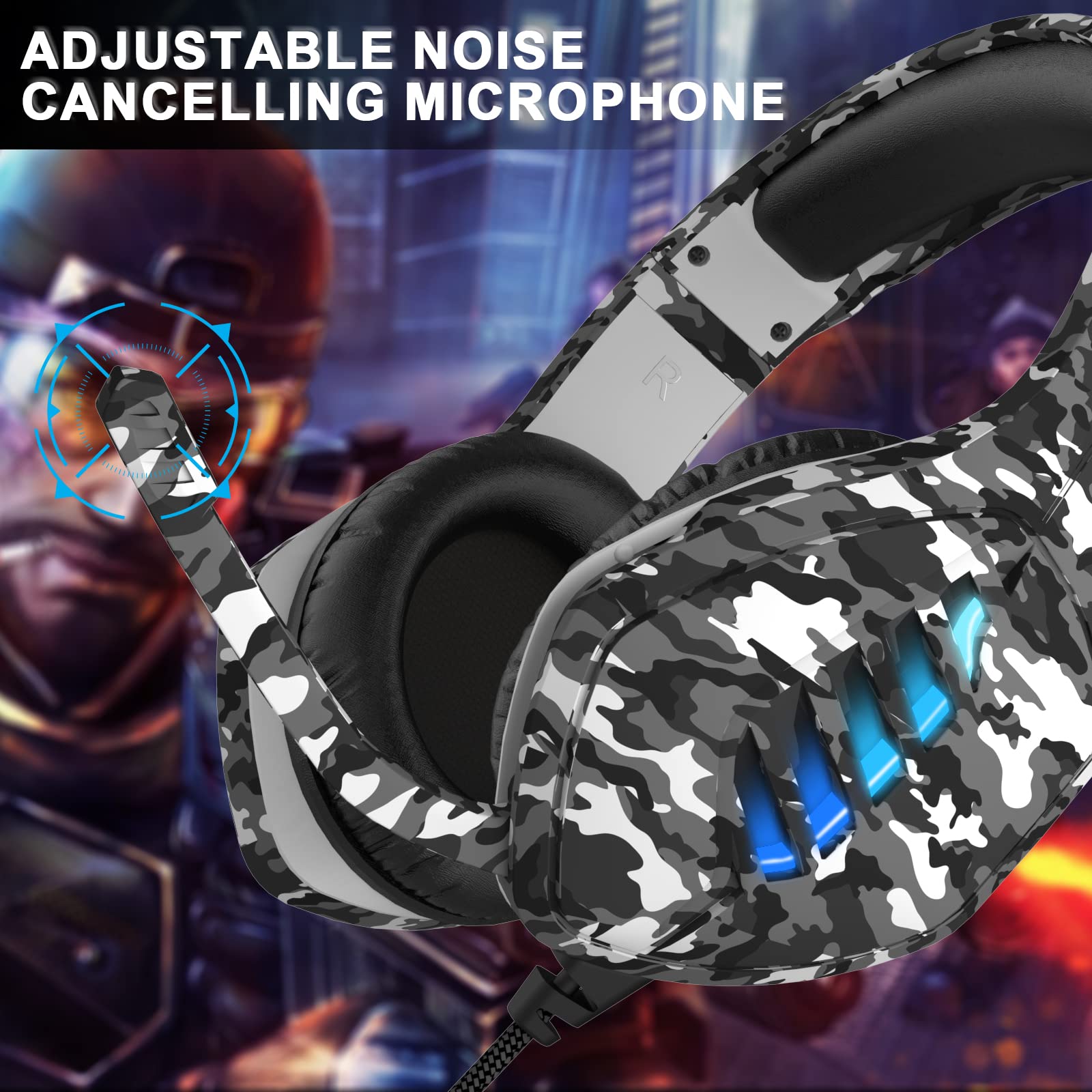 Erxung Gaming Headset With Microphone   For Pc, Ps4, Ps5, Switch, Xbox One, Xbox Series X|S   3.5Mm Jack Gamer Headphone With No