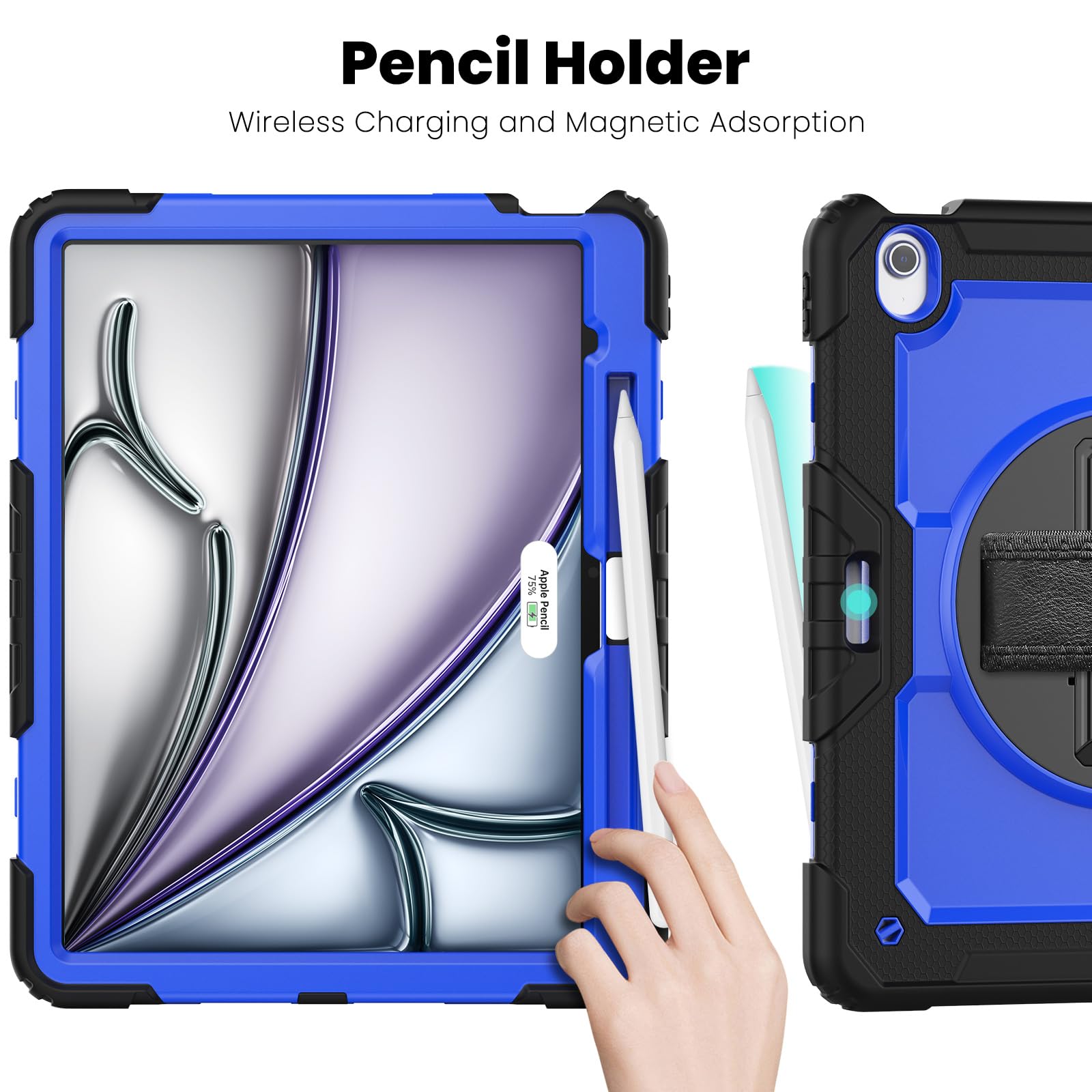 Timecity Case For Ipad Air 13 Inch M2 2024 (Model: A2898, A2899, A2900) With Built In Screen Protector, 360 Rotating Stand, Adju