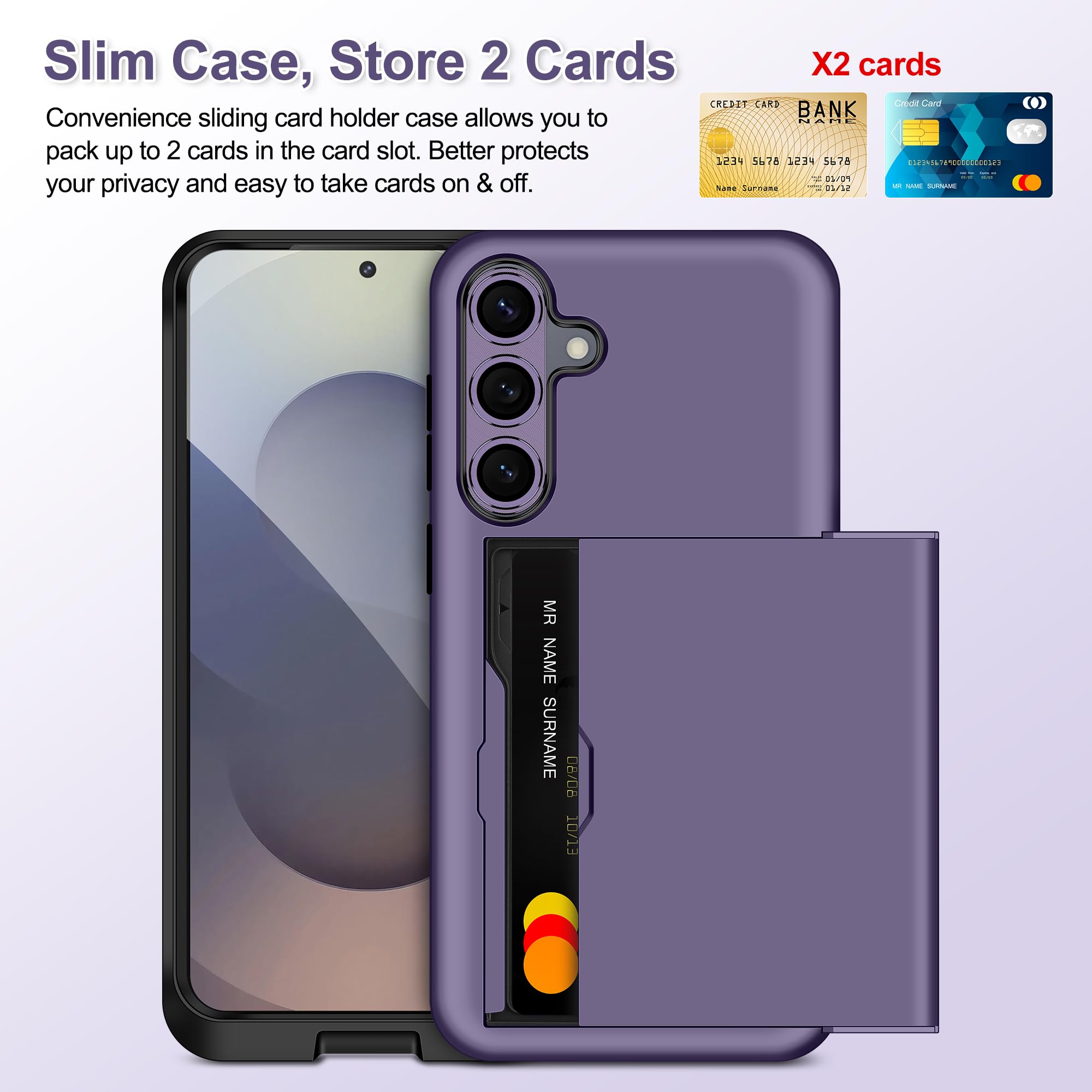 Samonpow For Samsung Galaxy S25 Plus Case With Screen Protector + Camera Cover [4-In-1] Galaxy S25 Plus Wallet Case Card Holder