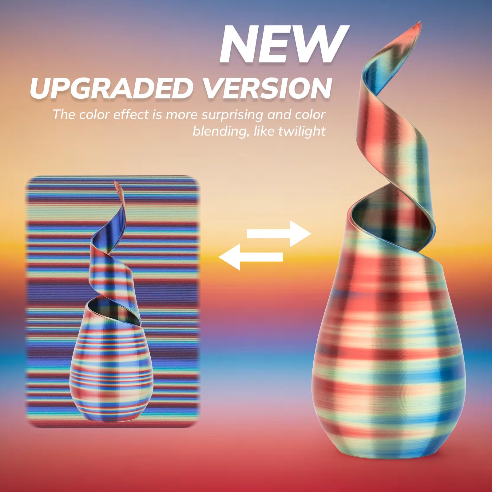 Amolen Silk Pla 3D Printer Filament, Shiny Multicolor Rainbow Twilight Pla Filament 1.75Mm, Fast Color Change Pla 3D Printing Fi