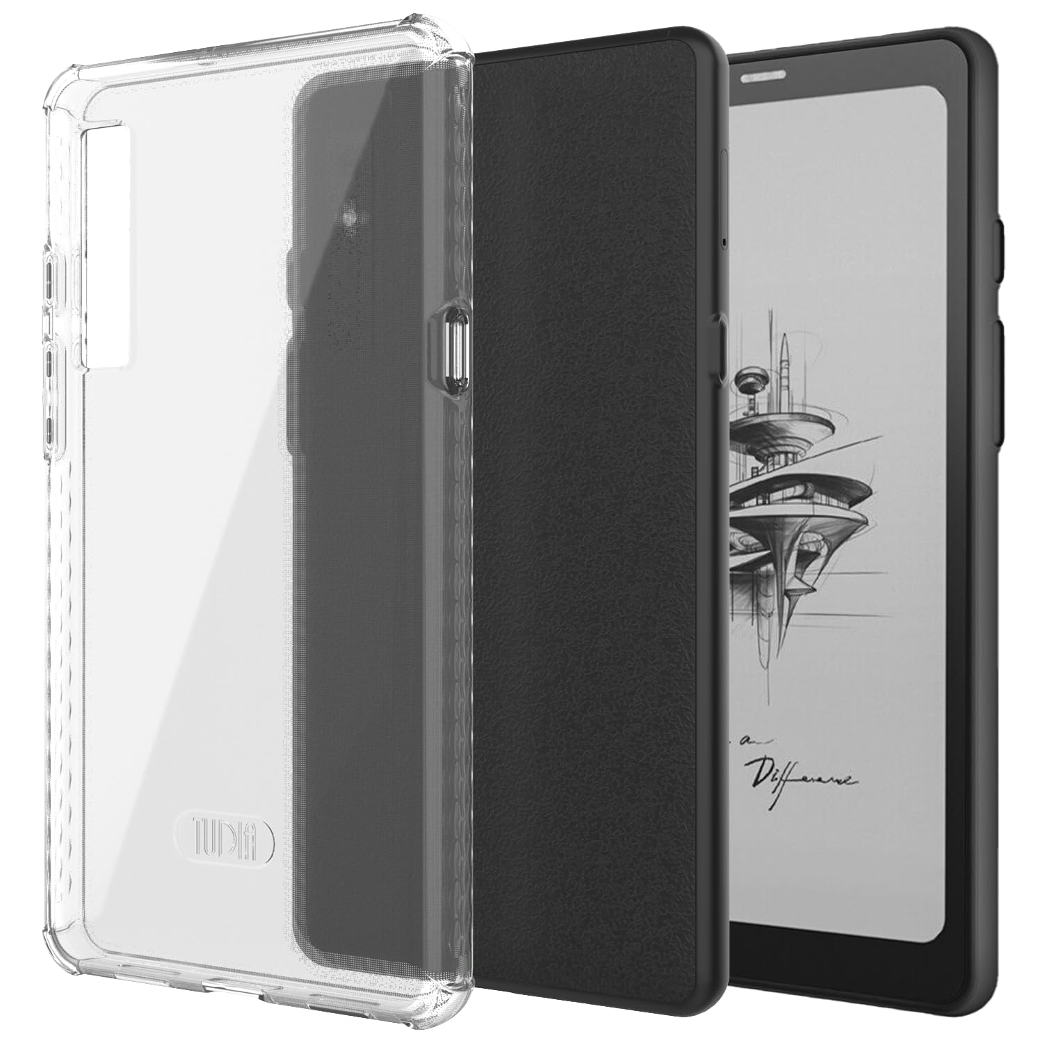 TUDIA SKN Clear Designed for Onyx Boox Palma Case 6.13 Back Cover, [Reinforced Corners] Shockproof Slim AntiYellowing Silicone