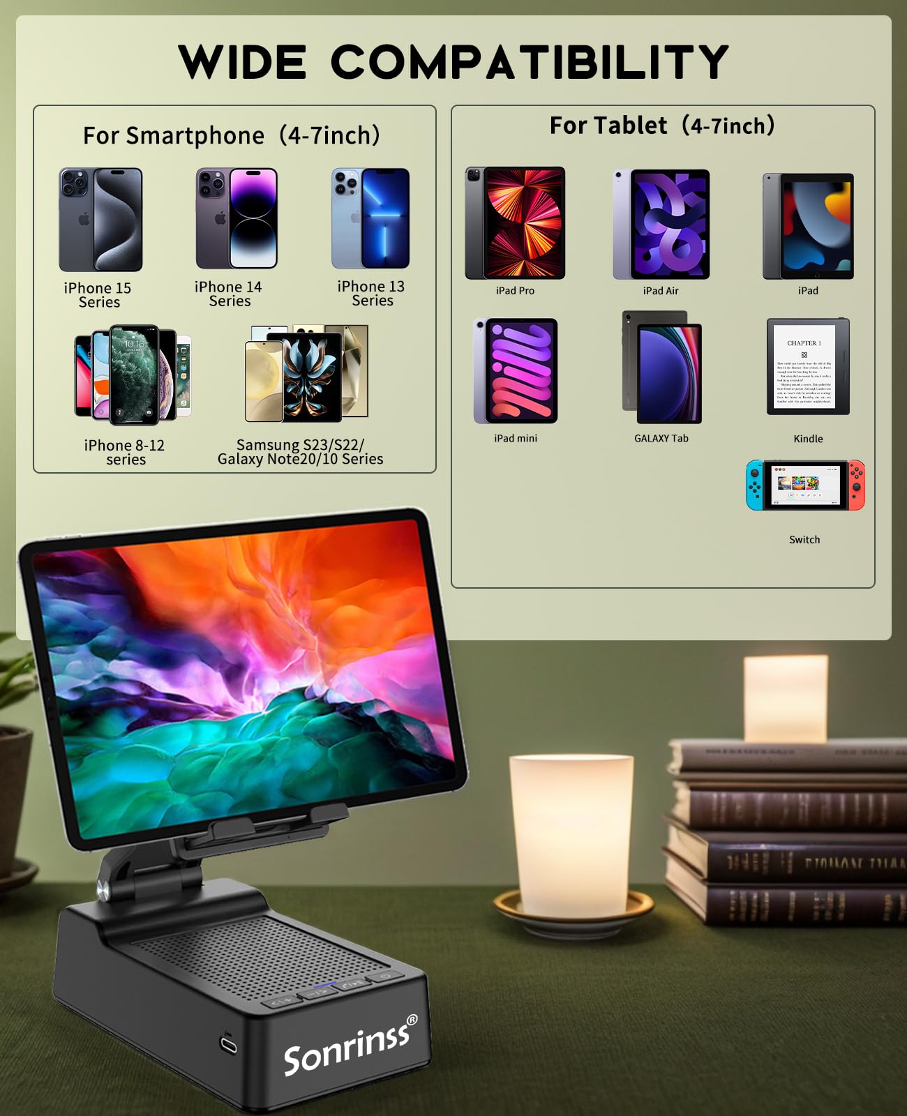 Sonrinss Wireless Bluetooth Speakers With Phone Stand: Portable Cell Phone Holder With Bluetooth Speaker For Home,Office,Outdoor