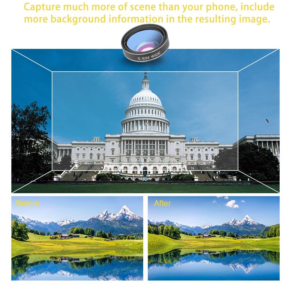 Godefa Cell Phone Camera Lens With Tripod+ Shutter Remote,6 In 1 18X Telephoto Zoom Lens/Wide Angle/Macro/Fisheye/Kaleidoscope/C