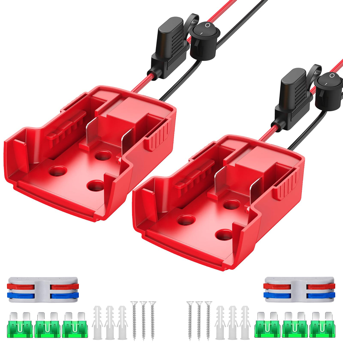 Azocek 2 Packs Power Wheel Adapter Compatible With Milwaukee 18V Battery Adapter Power Wheel Battery Converter Kit With Fuse & S