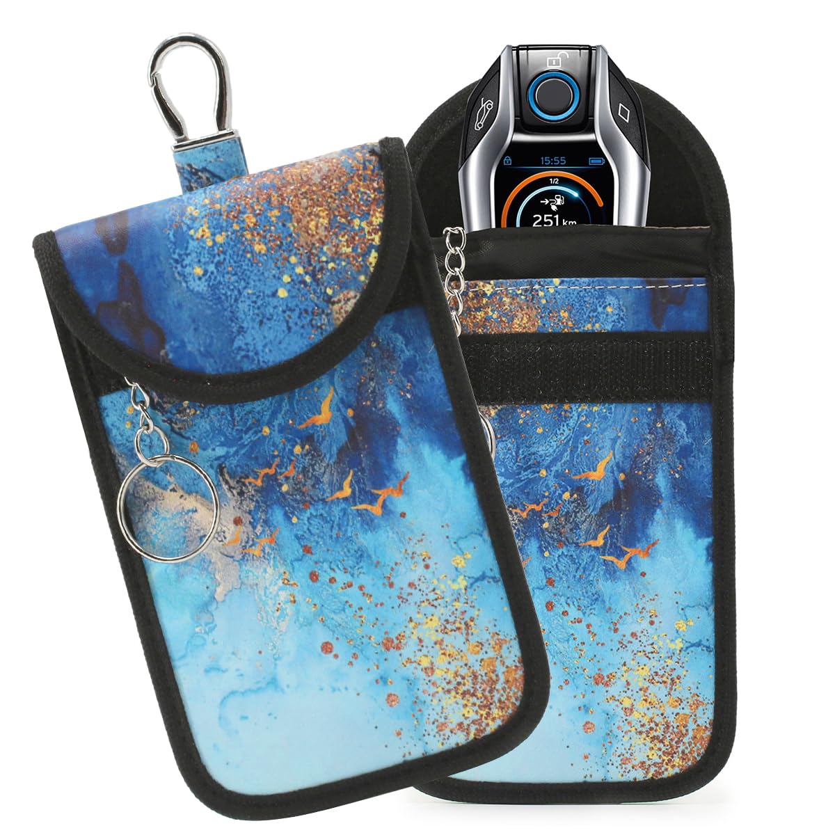 TILDOSAC 2 Pack Lightweight Faraday Key Fob Protector,Signal Blocking RFID Key Fob For Car - Blue