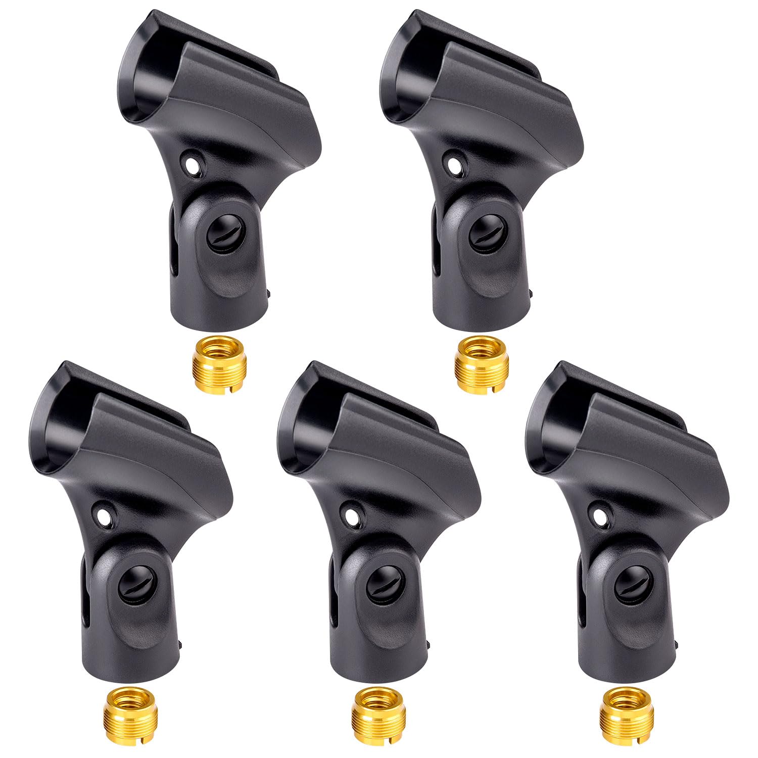 Universal Microphone Clip Holder With Nut Adapters 5/8' To 3/8',Black,5 Pack