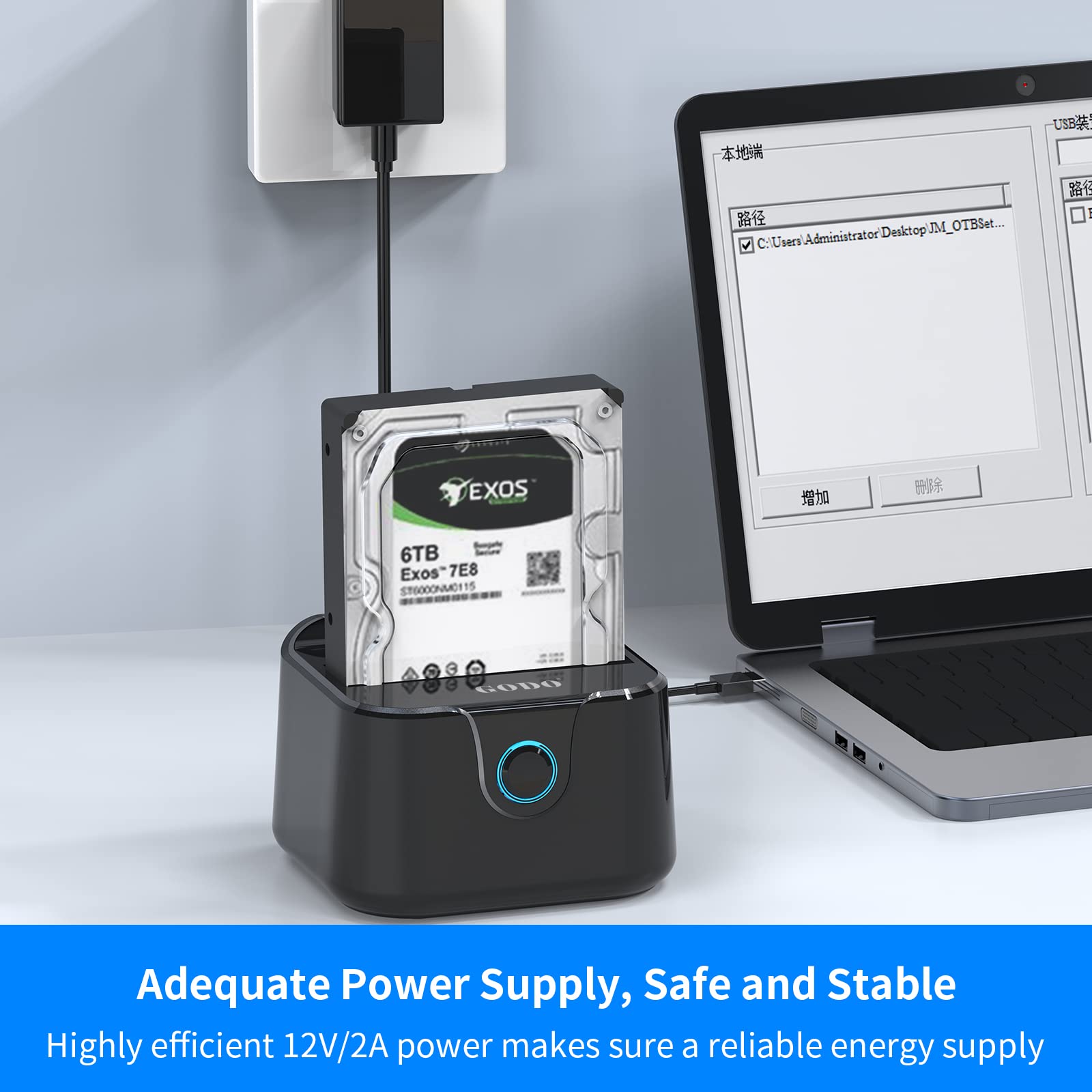 Godo Single Hard Drive Docking Station Usb 3.0 To Sata Iii For 2.5/3.5 Inch Hdd Ssd, External Hard Drive Dock With Uasp (5 Gbps)