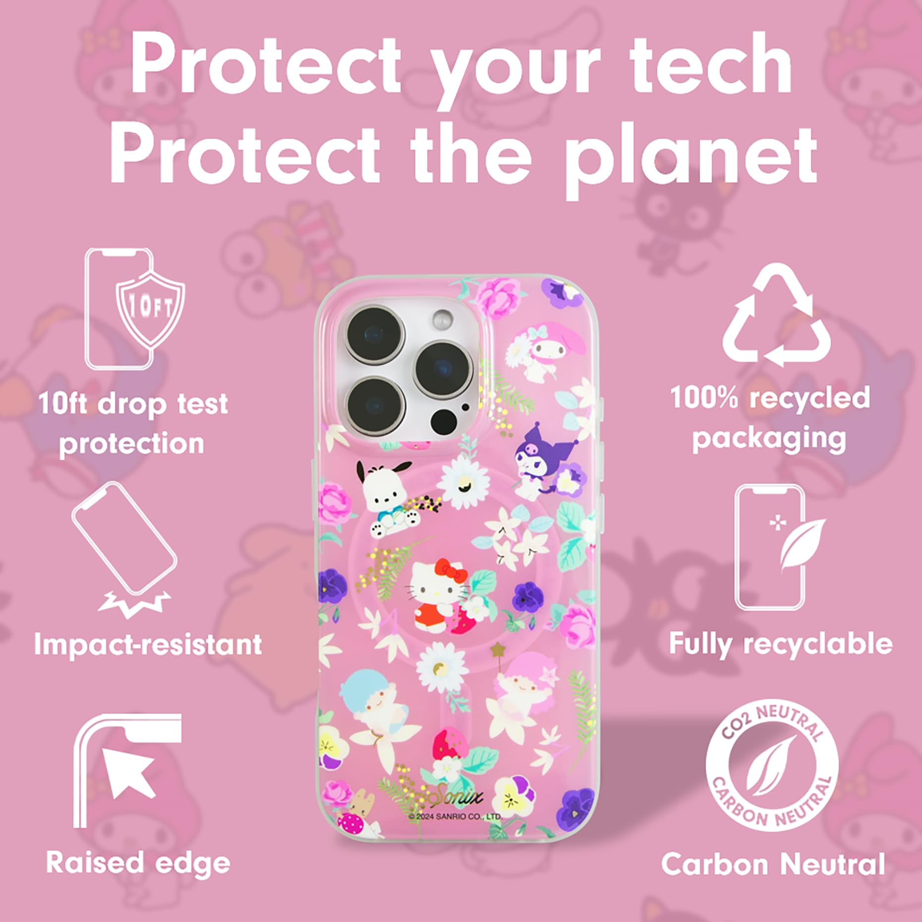 Sonix X Sanrio Case For Iphone 16 Pro Max | Compatible With Magsafe | 10Ft Drop Tested | Hello Kitty And Friends Floral