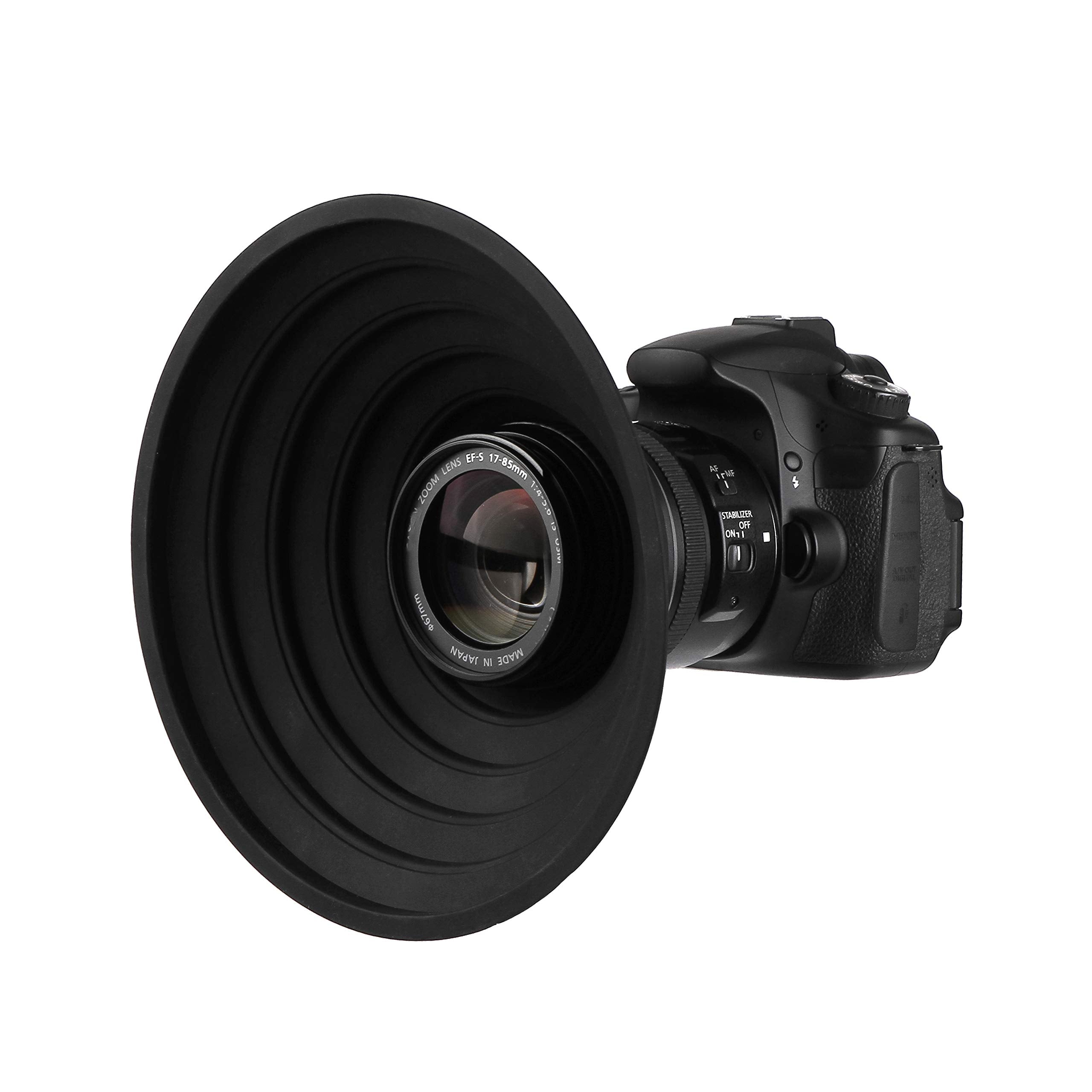 STSEETOP Camera Lens Hood Collapsible Reversible Silicone Black for 70-90mm Lenses