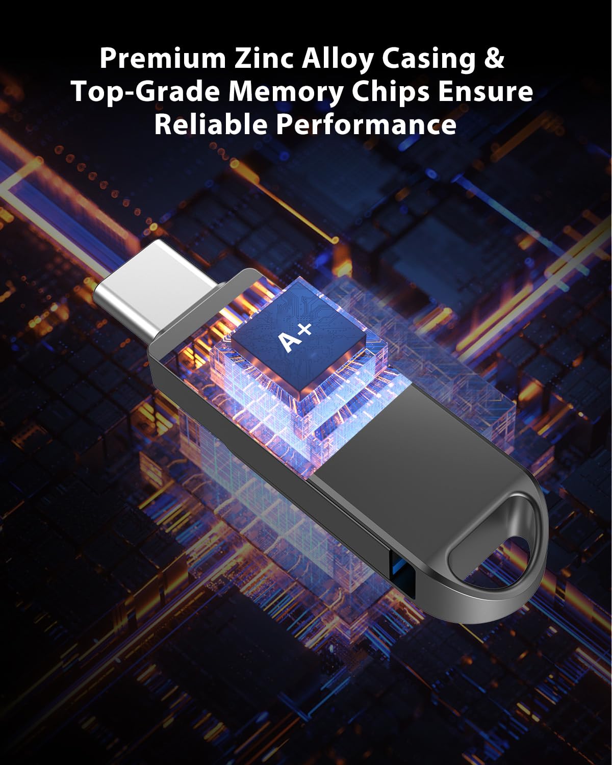 Vansuny Dual Usb C Flash Drive 128Gb Usb 3.0 2 In 1 Type C + Usb A Thumb Drive Udp Tech Waterproof Metal Pen Drive Portable Otg Flash Drive
