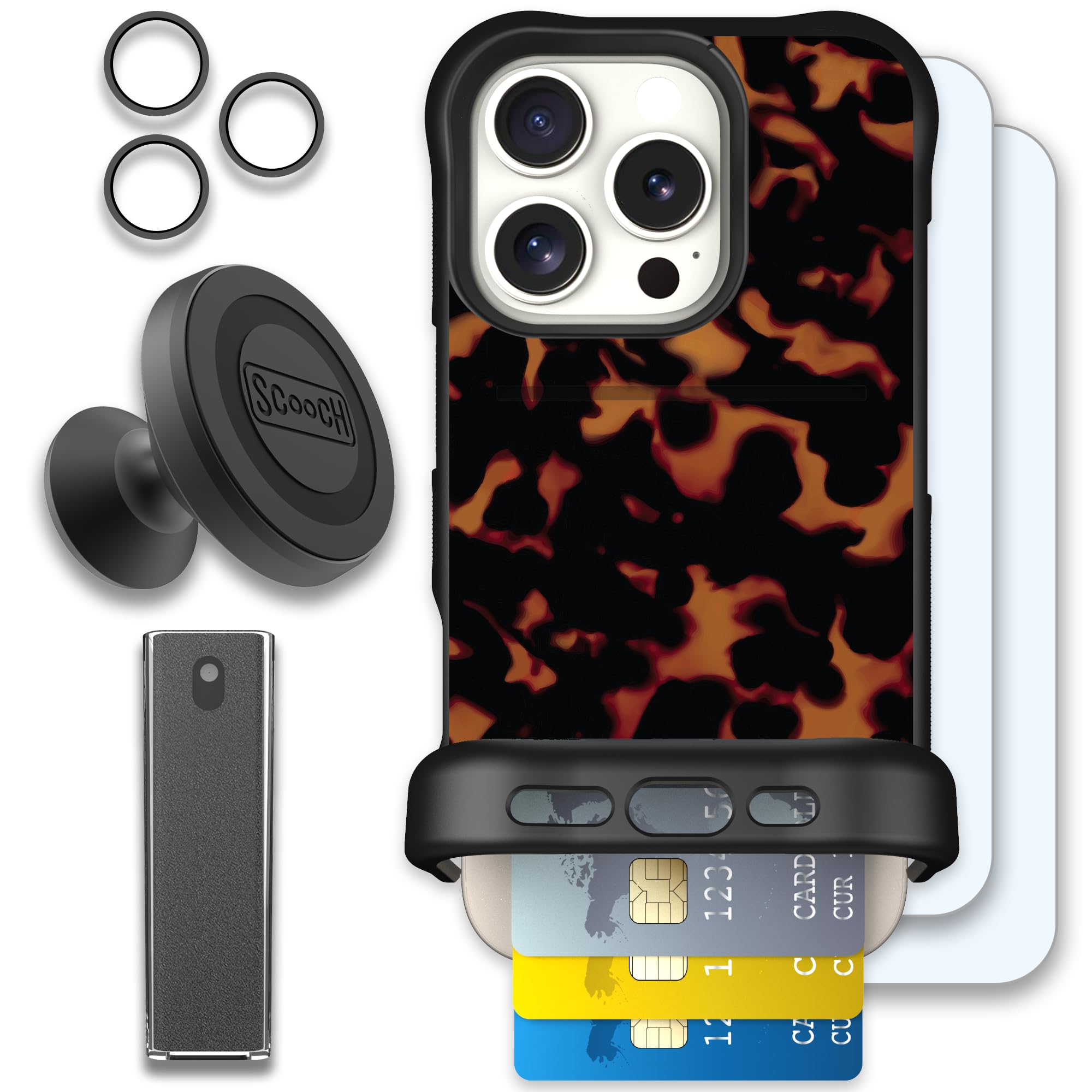 Scooch Wingmate for iPhone 16 Pro [Defender Bundle] with 2 Tempered Glass Screen Protectors, Camera Lens Protector, Wingmount, T